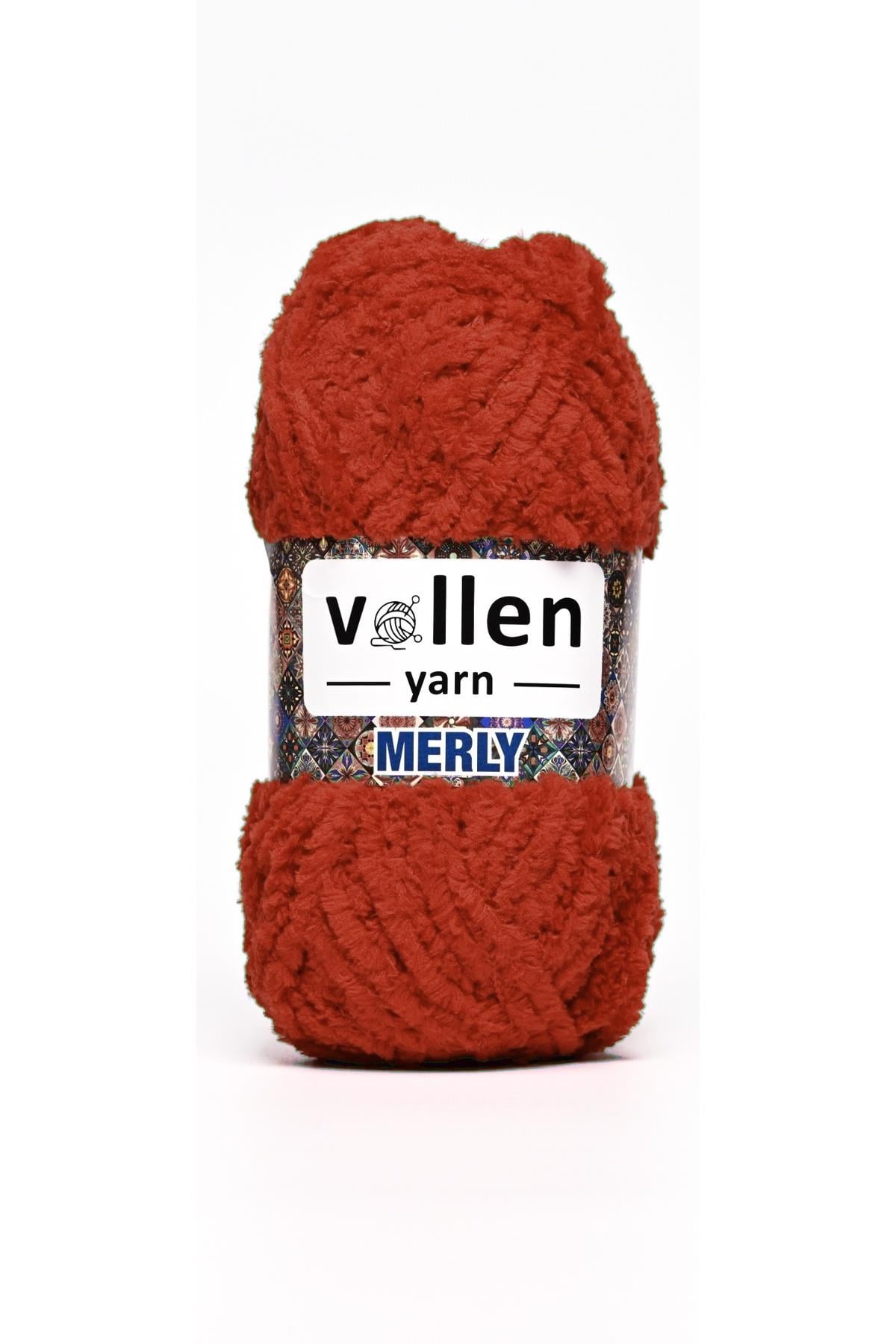 MERLY Peluş Örgü İpi 100 g – Ana Kuzusu Kadife İp, Yumuşak İp, Bebek Battaniye İpi, Amigurumi İpi, Atkı Bere Hırka Şal İçin,Kiremit