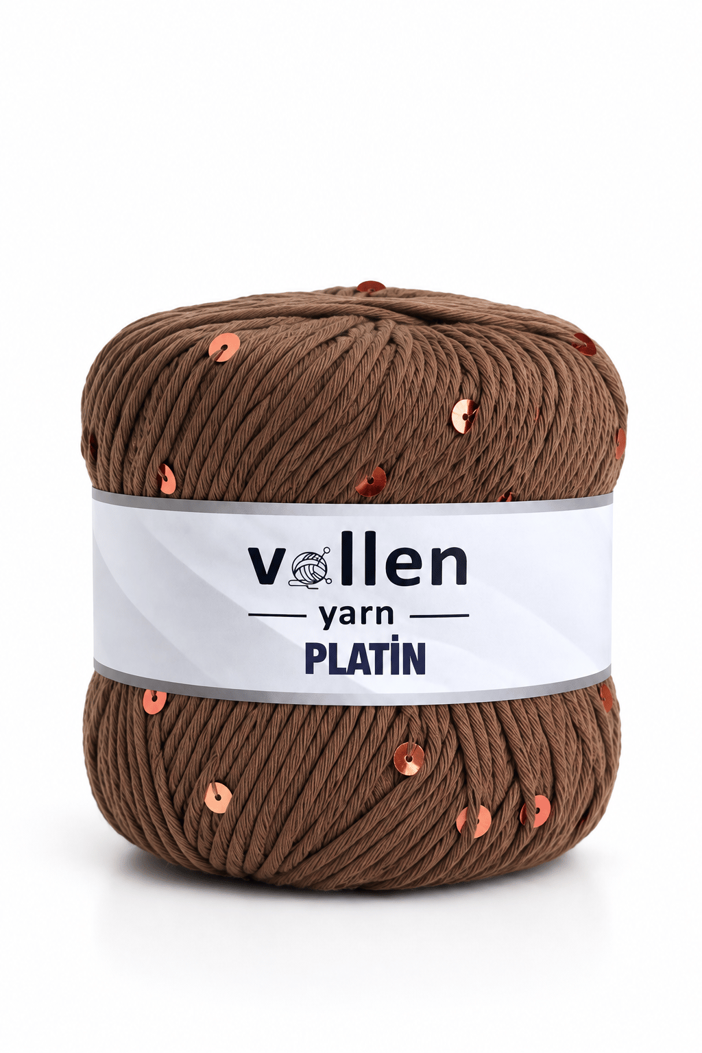 Platin Pullu Örgü İpi,Parlak Simli Tığ ve Şiş Uyumlu Yün, Kahverengi