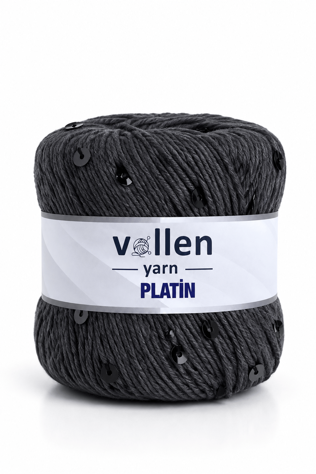 Platin Pullu Örgü İpi,Parlak Simli Tığ ve Şiş Uyumlu Yün, Siyah