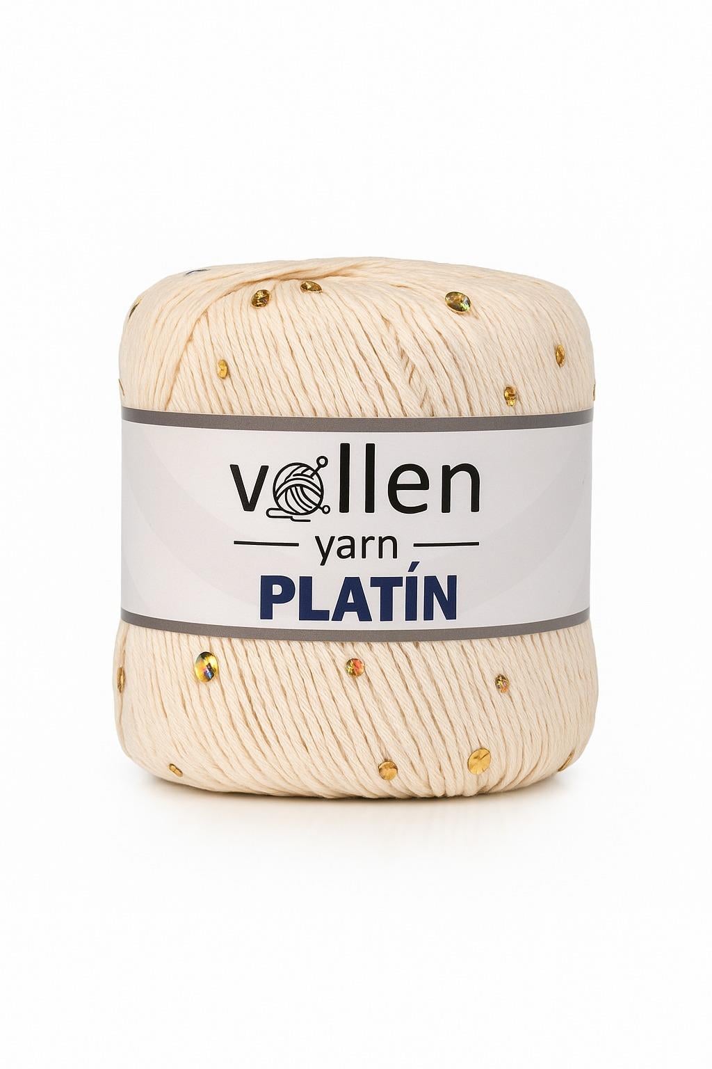 Platin Pullu Örgü İpi,Parlak Simli Tığ ve Şiş Uyumlu Yün,Krem