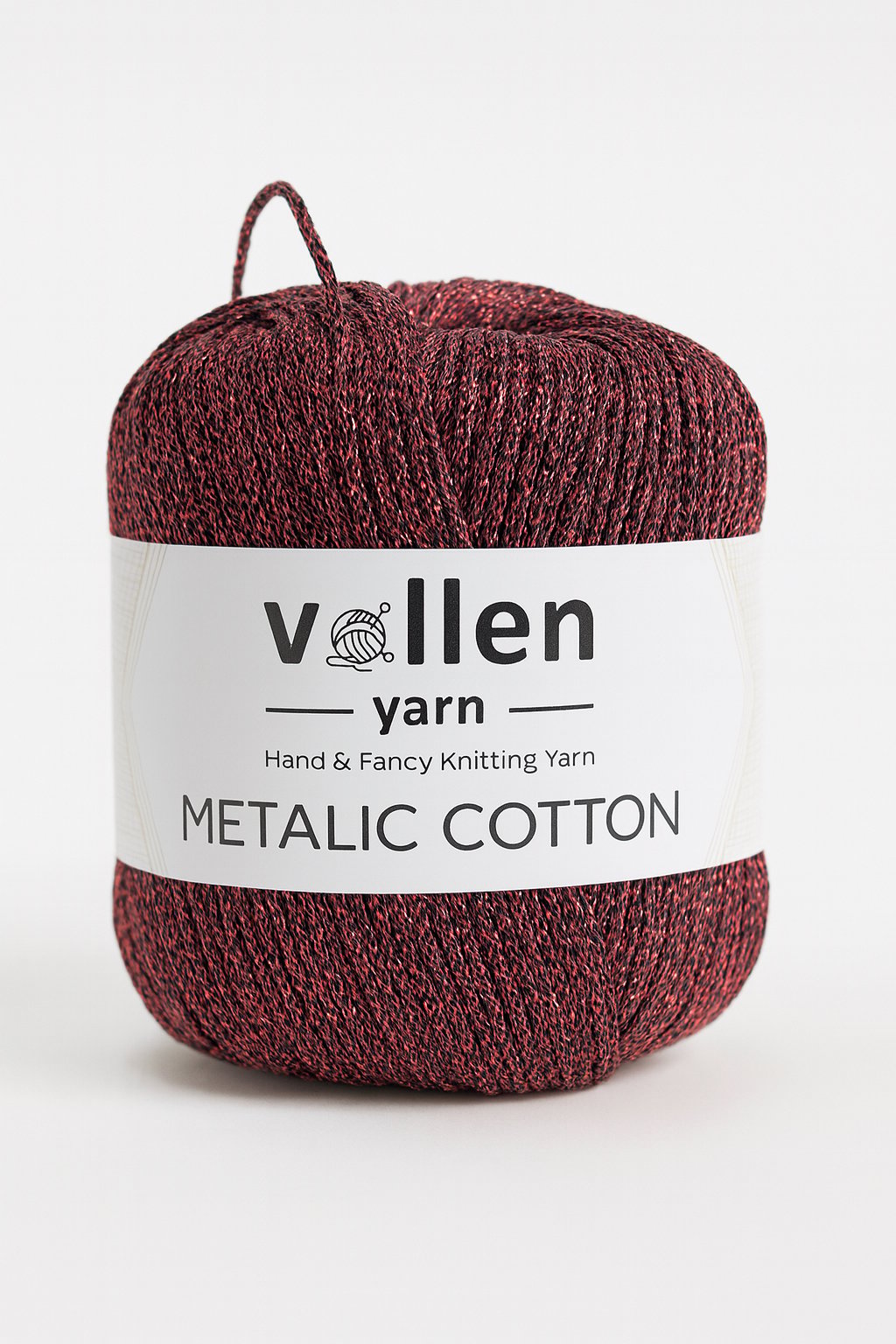 Premium Metalik Koton Simli  El Örgü İpi – Simli İp, 50 g 100 m, – Abiye Çanta ipi, Supla ipi,Kırmızı
