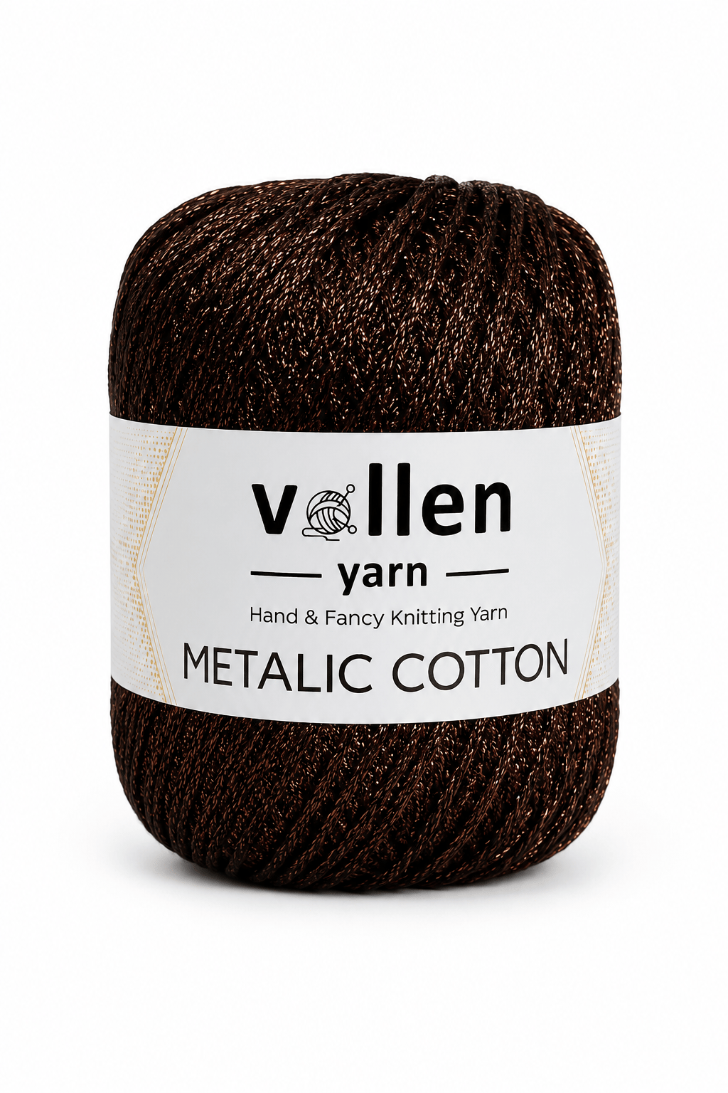Premium Metalik Koton Simli  El Örgü İpi – Simli İp, 50 g 100 m, – Abiye Çanta ipi, Supla ipi,Kahverengi