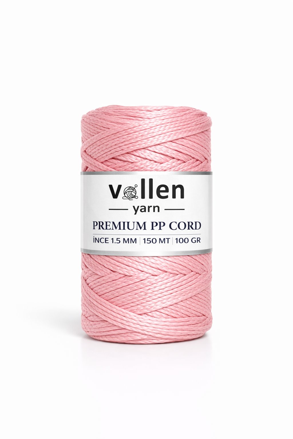 Vollen Yarn 1.5mm Polyester Makrome İpi 100gr 150 mt,Pembe