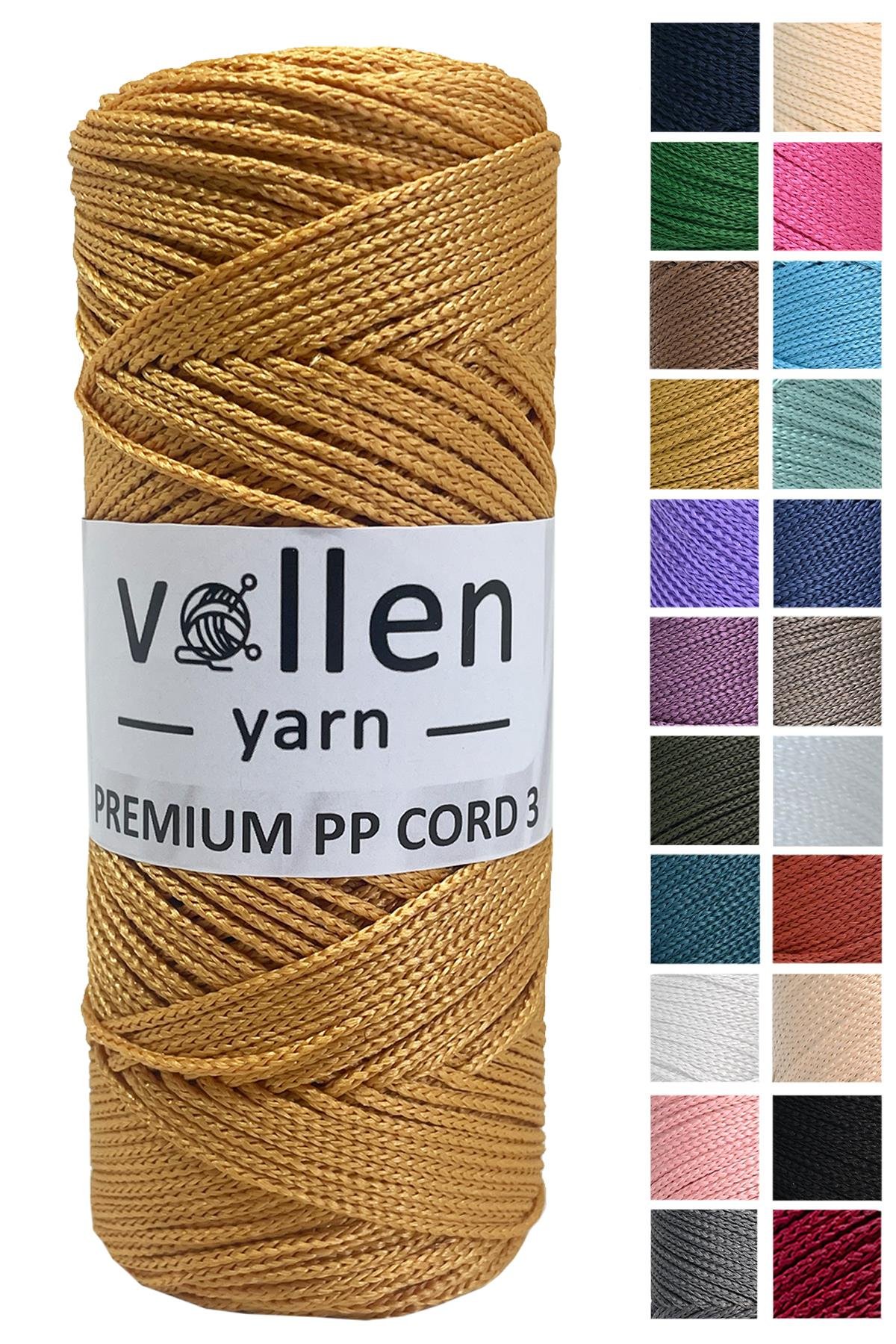 Vollen Yarn 1.5mm Polyester Makrome İpi 100gr 150 mt,Hardal