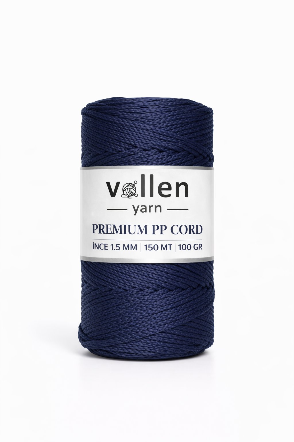 Vollen Yarn 1.5mm Polyester Makrome İpi 100gr 150 mt,Lacivert