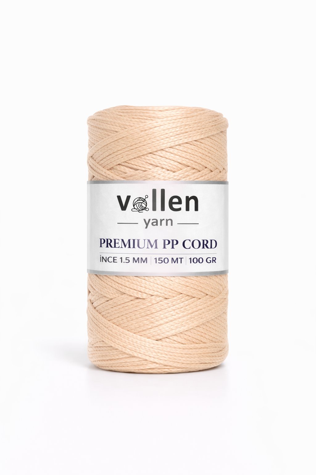 Vollen Yarn 1.5mm Polyester Makrome İpi 100gr 150 mt,Sütlü Kahve