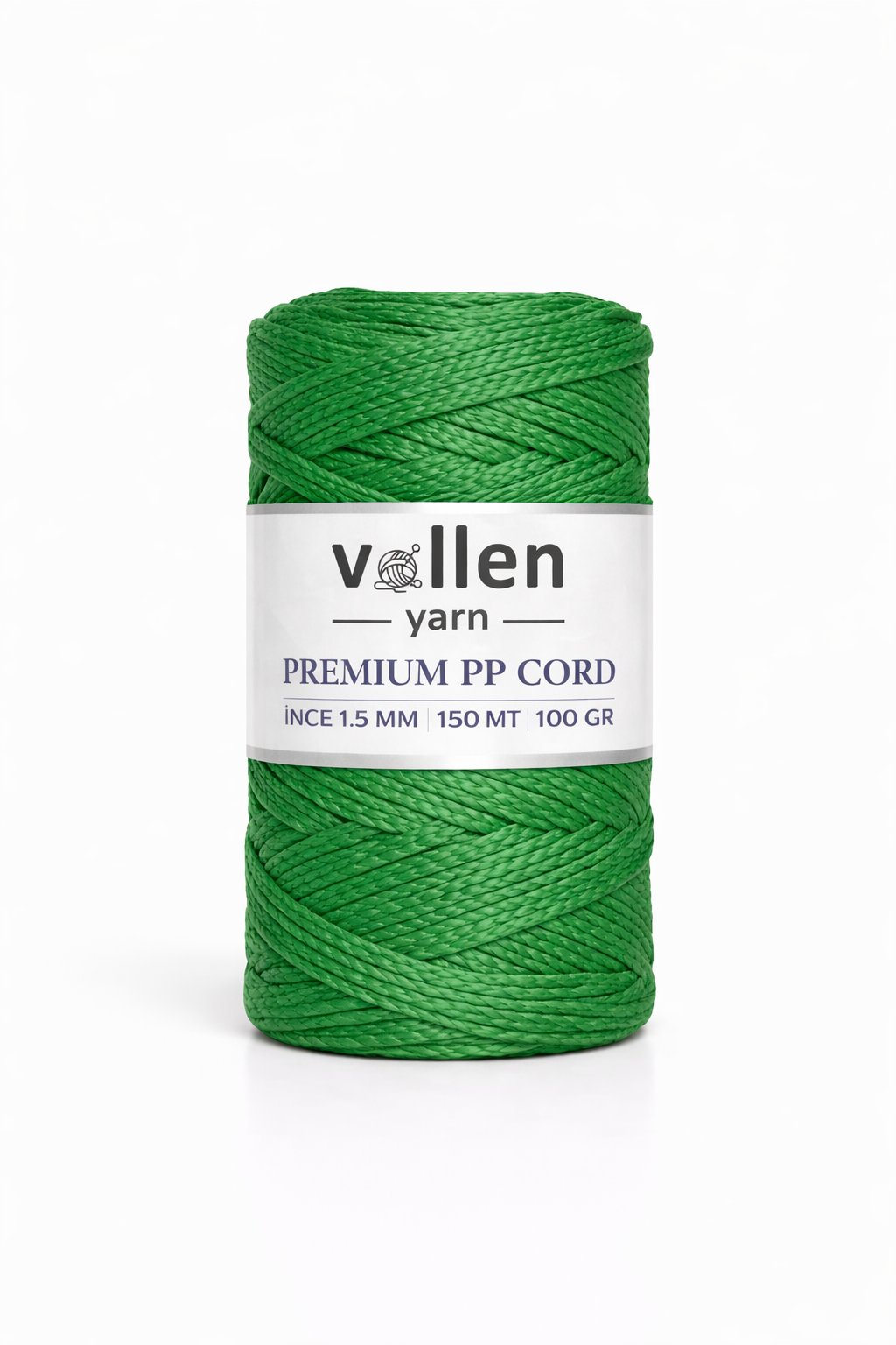 Vollen Yarn 1.5mm Polyester Makrome İpi 100gr 150 mt,Yeşil