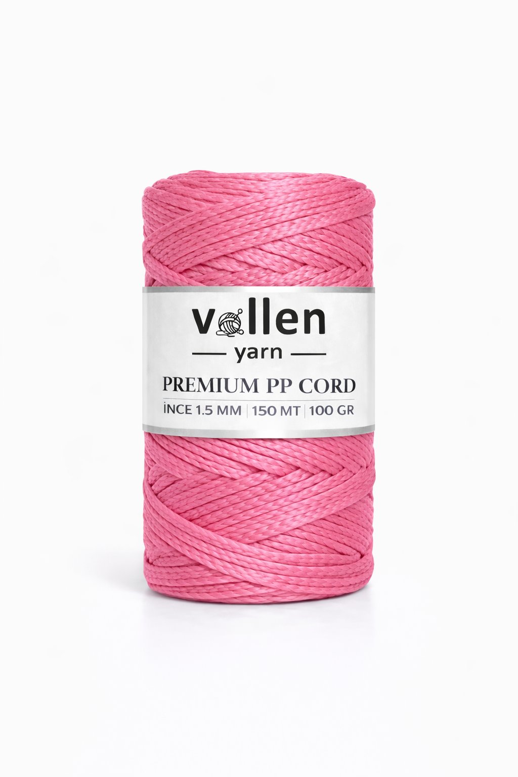 Vollen Yarn 1.5mm Polyester Makrome İpi 100gr 150 mt,Fuşya