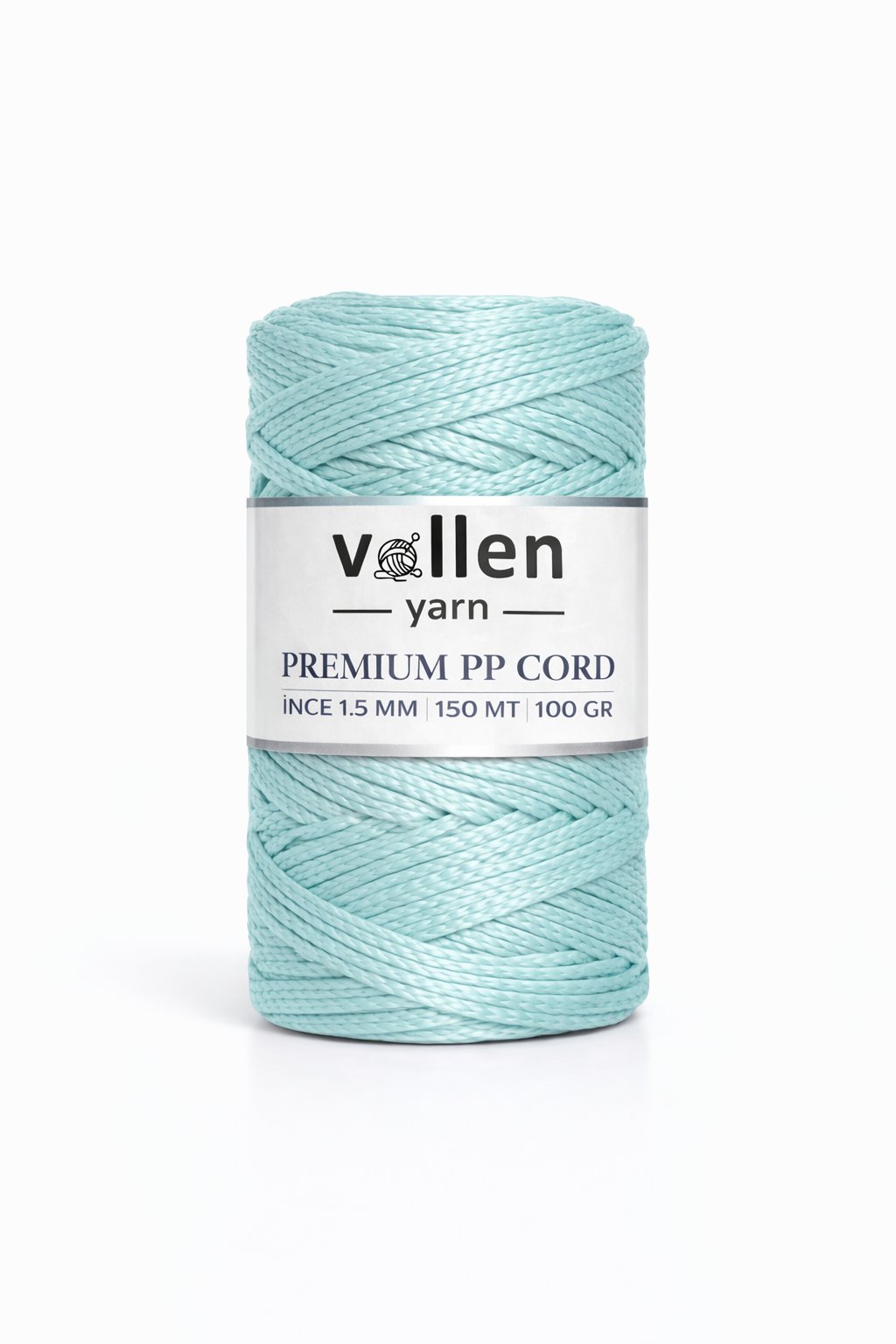 Vollen Yarn 1.5mm Polyester Makrome İpi 100gr 150 mt,Su Yeşili