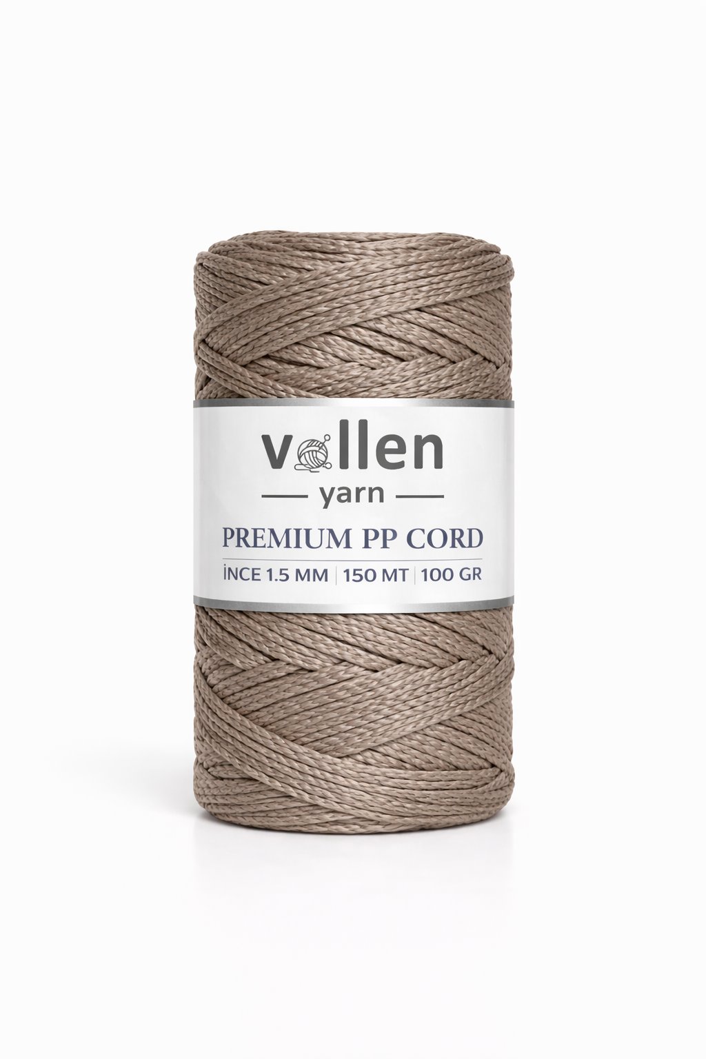 Vollen Yarn 1.5mm Polyester Makrome İpi 100gr 150 mt,Taş Rengi