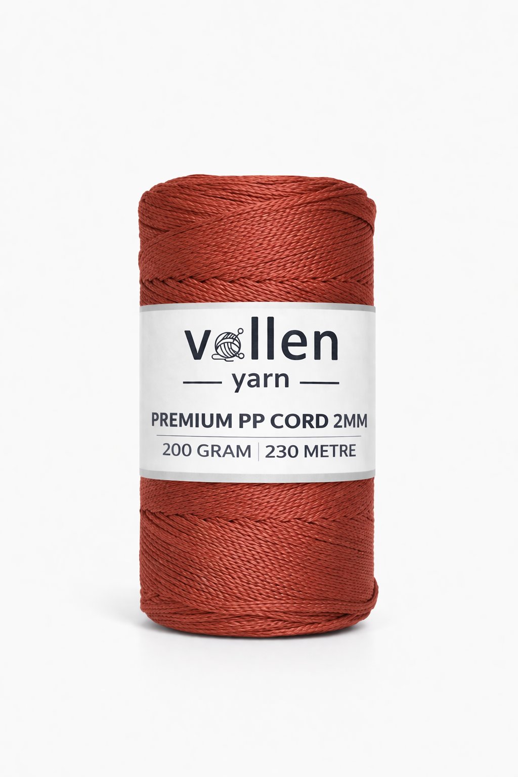 Vollen Yarn 2mm Polyester Makrome İpi 200 Gr 230 Mt,Kiremit