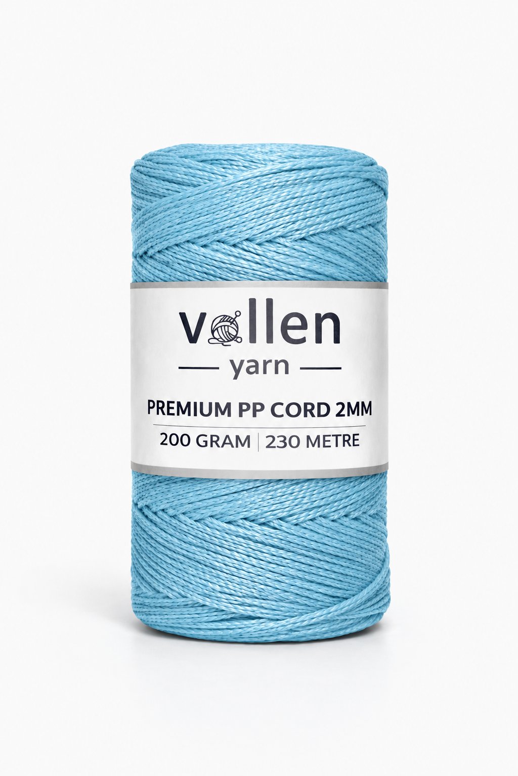 Vollen Yarn 2mm Polyester Makrome İpi 200 Gr 230 Mt,Bebe Mavi