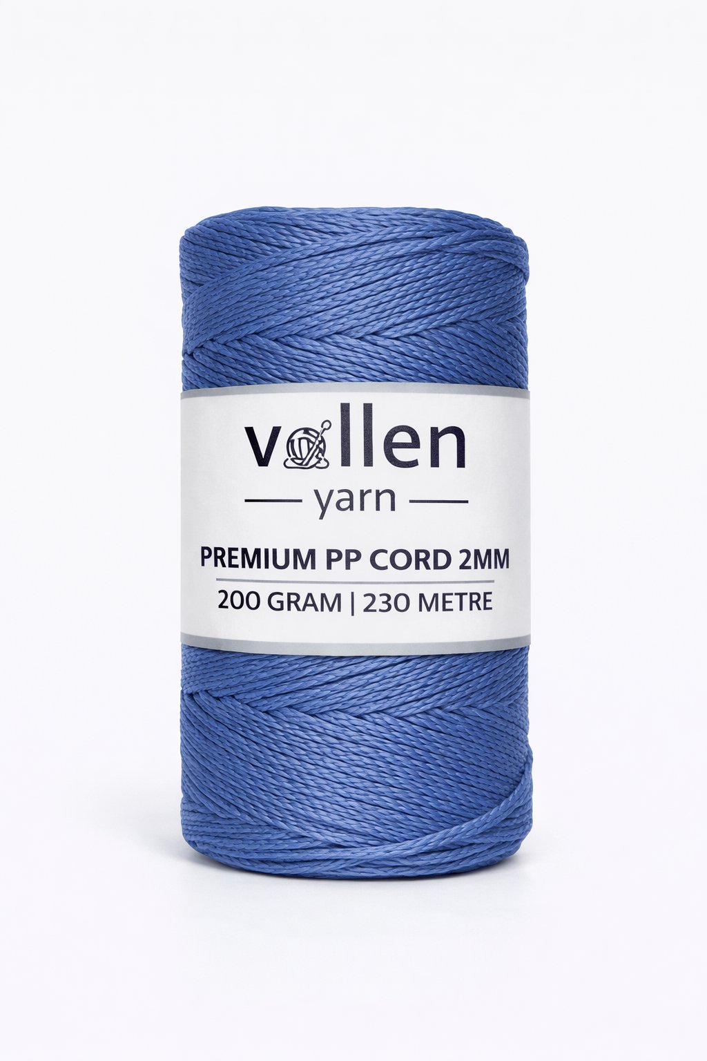 Vollen Yarn 2mm Polyester Makrome İpi 200 Gr 230 Mt,Denim Mavi