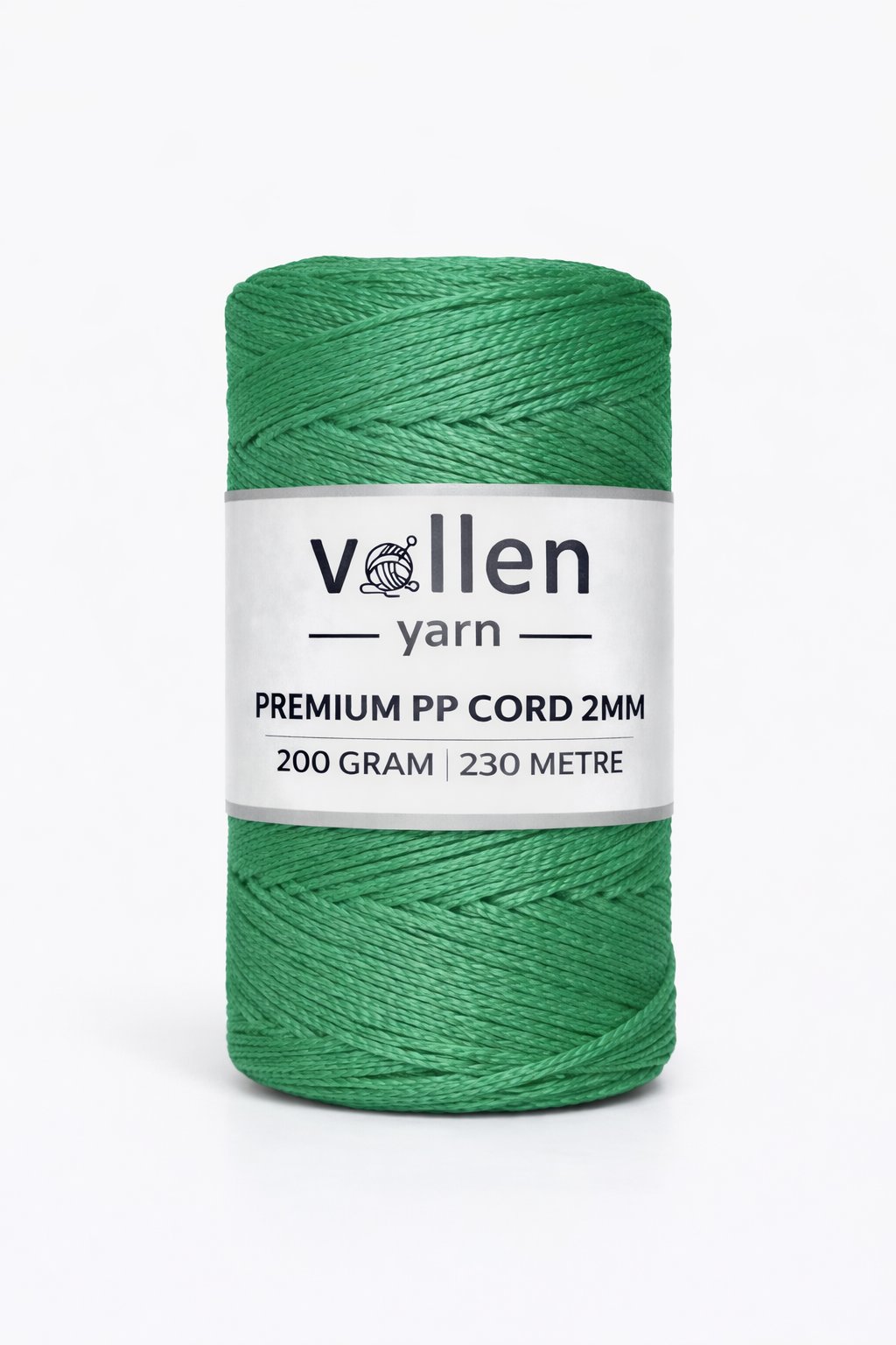 Vollen Yarn 2mm Polyester Makrome İpi 200 Gr 230 Mt,Çimen Yeşili