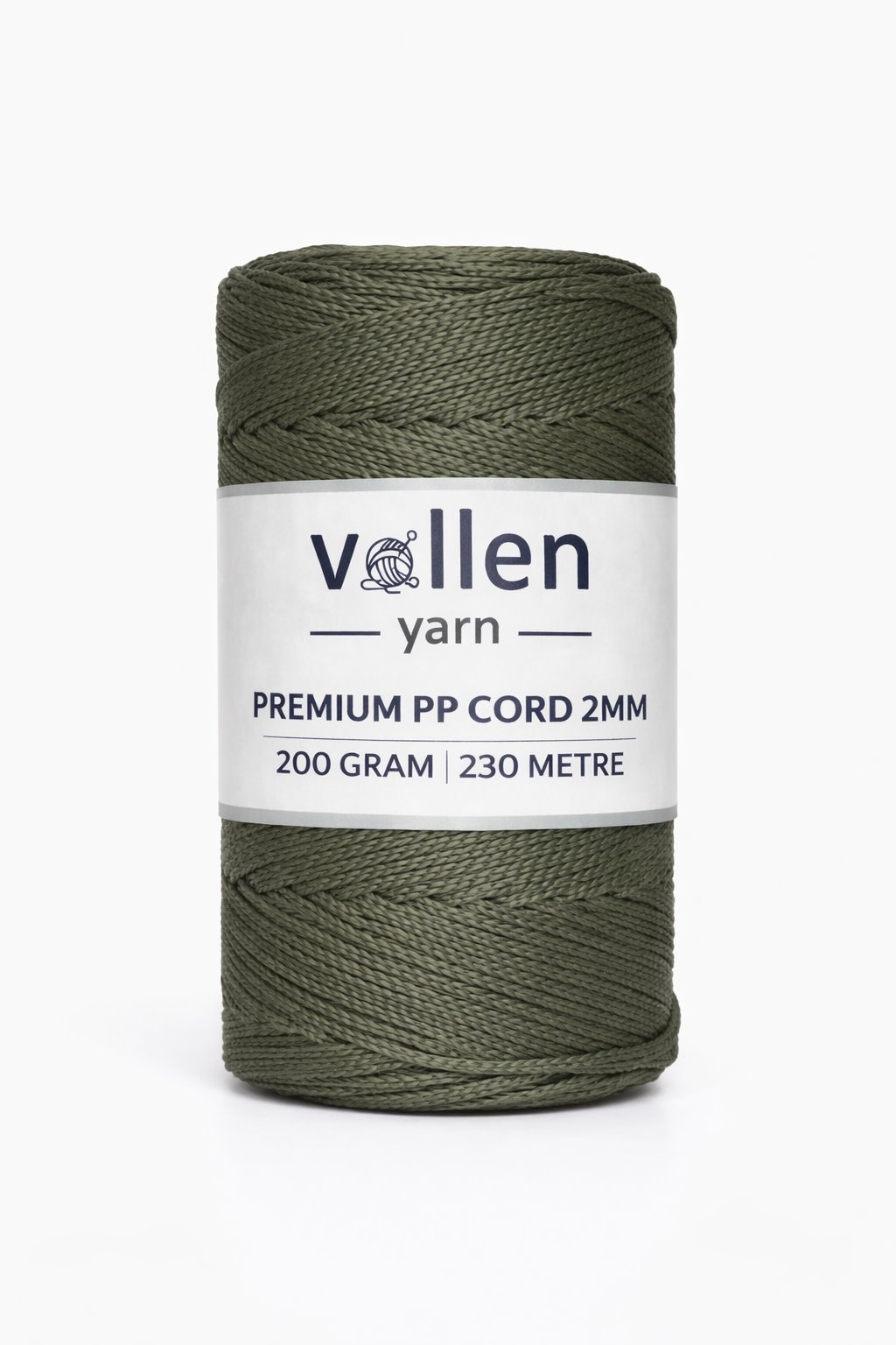 Vollen Yarn 2mm Polyester Makrome İpi 200 Gr 230 Mt,Haki