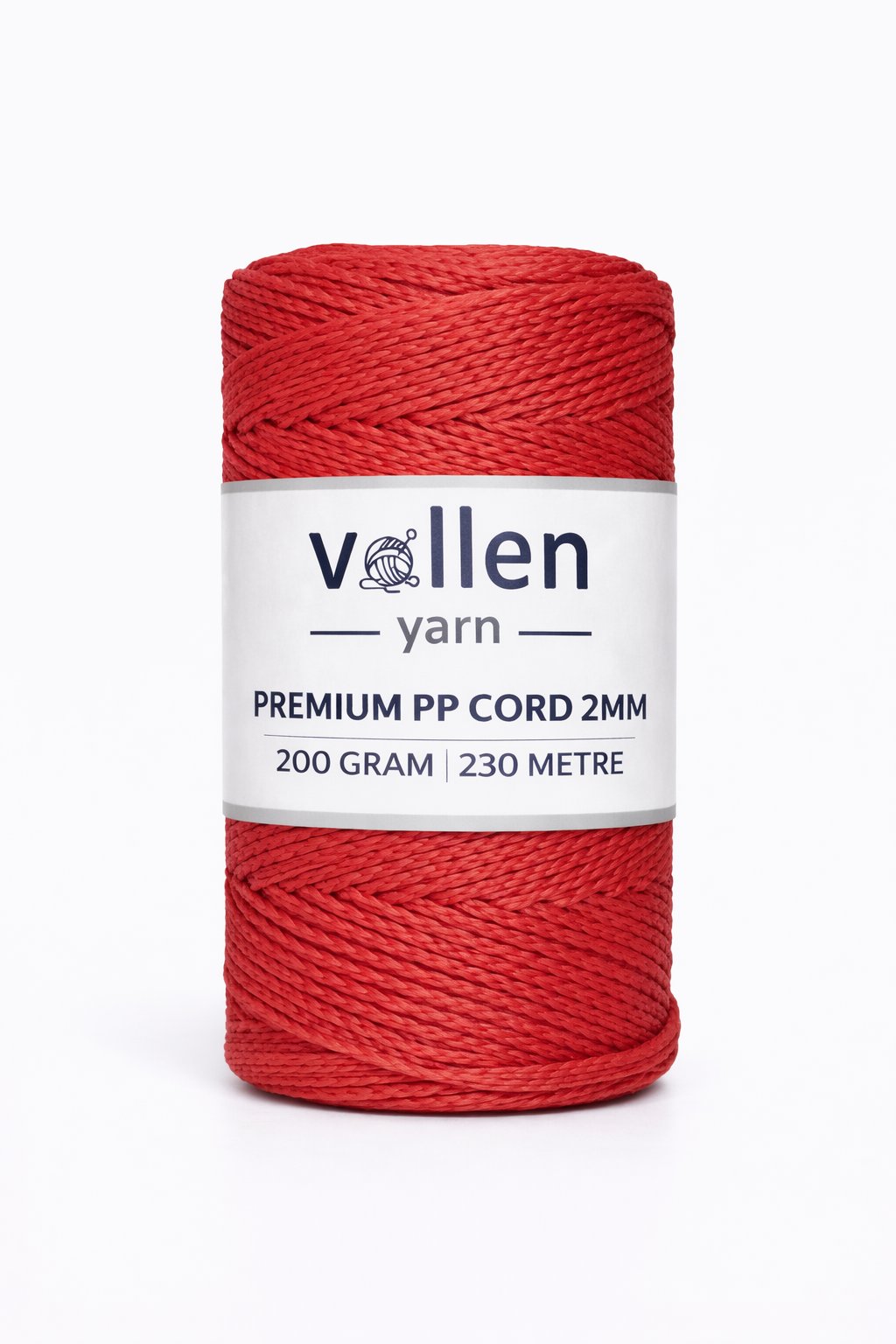 Vollen Yarn 2mm Polyester Makrome İpi 200 Gr 230 Mt,Kırmızı