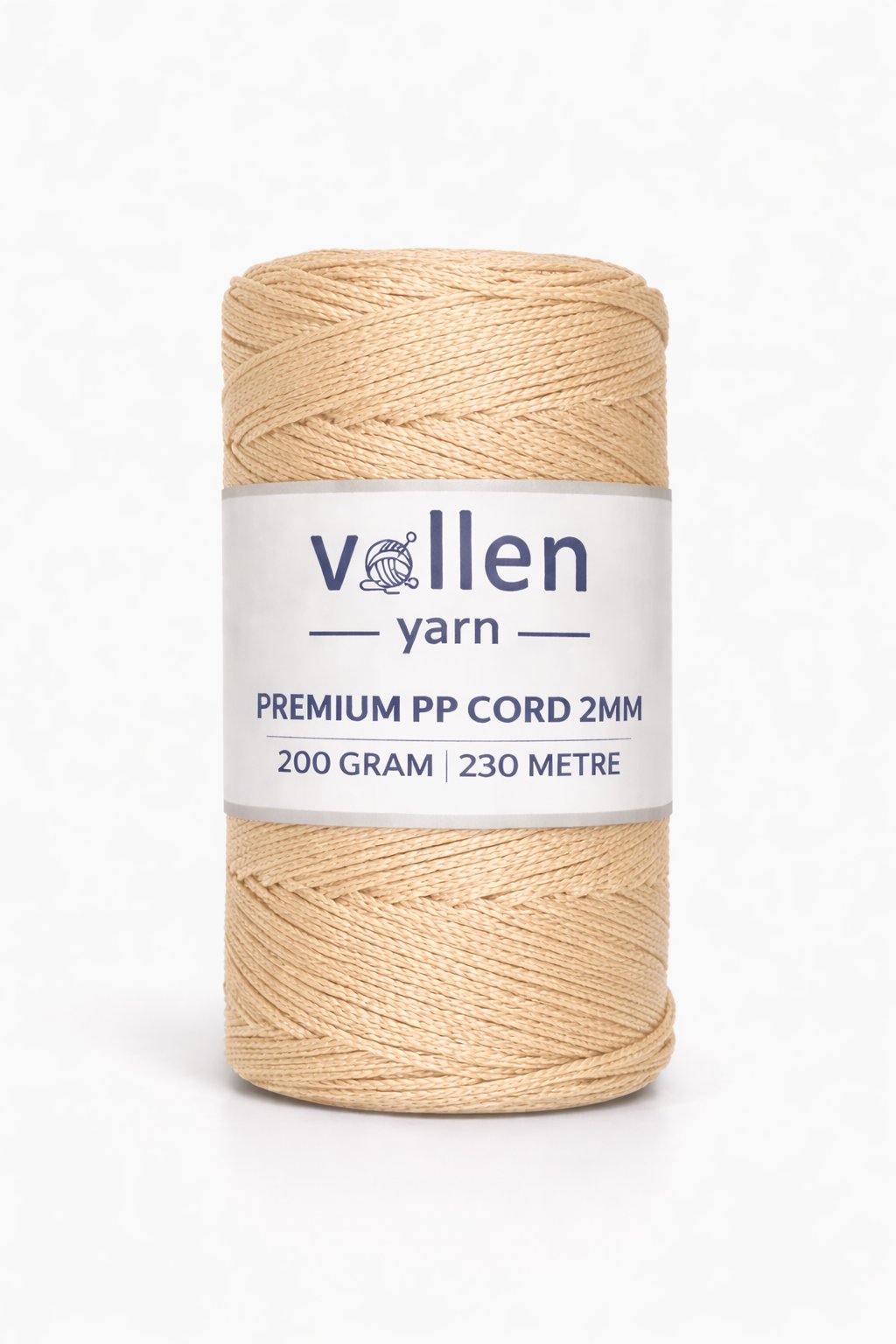 Vollen Yarn 2mm Polyester Makrome İpi 200 Gr 230 Mt,Sütlü Kahve