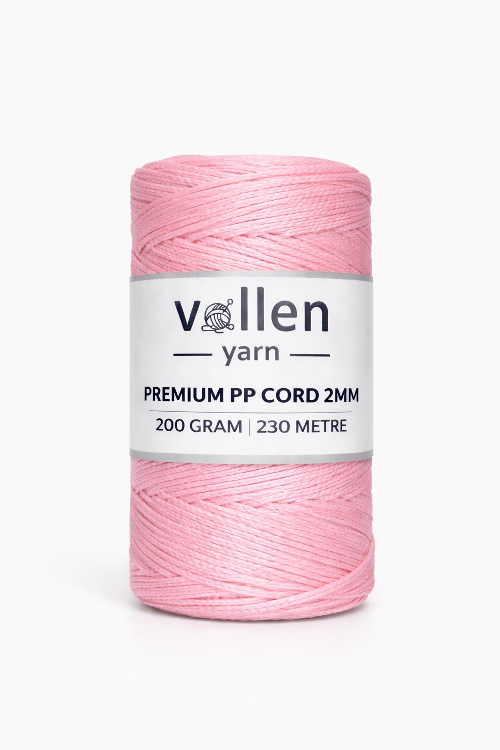 Vollen Yarn 2mm Polyester Makrome İpi 200 Gr 230 Mt,Pembe