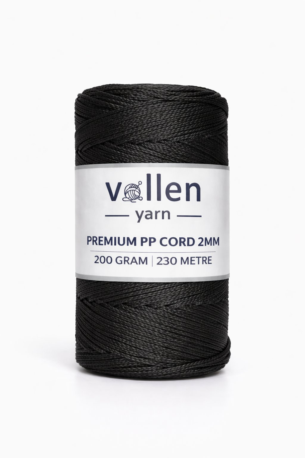 Vollen Yarn 2mm Polyester Makrome İpi 200 Gr 230 Mt,Siyah