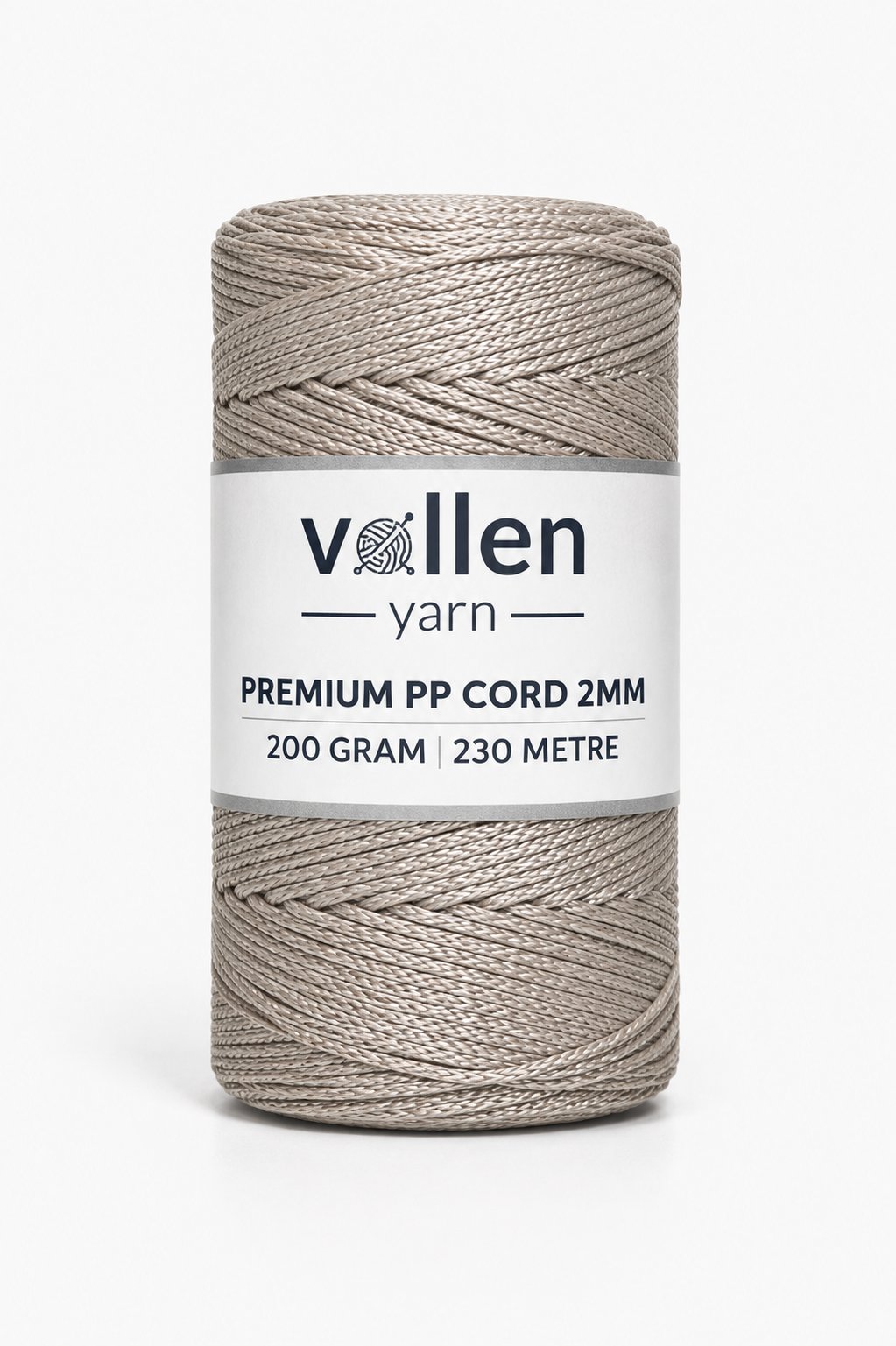 Vollen Yarn 2mm Polyester Makrome İpi 200 Gr 230 Mt,Taş Rengi