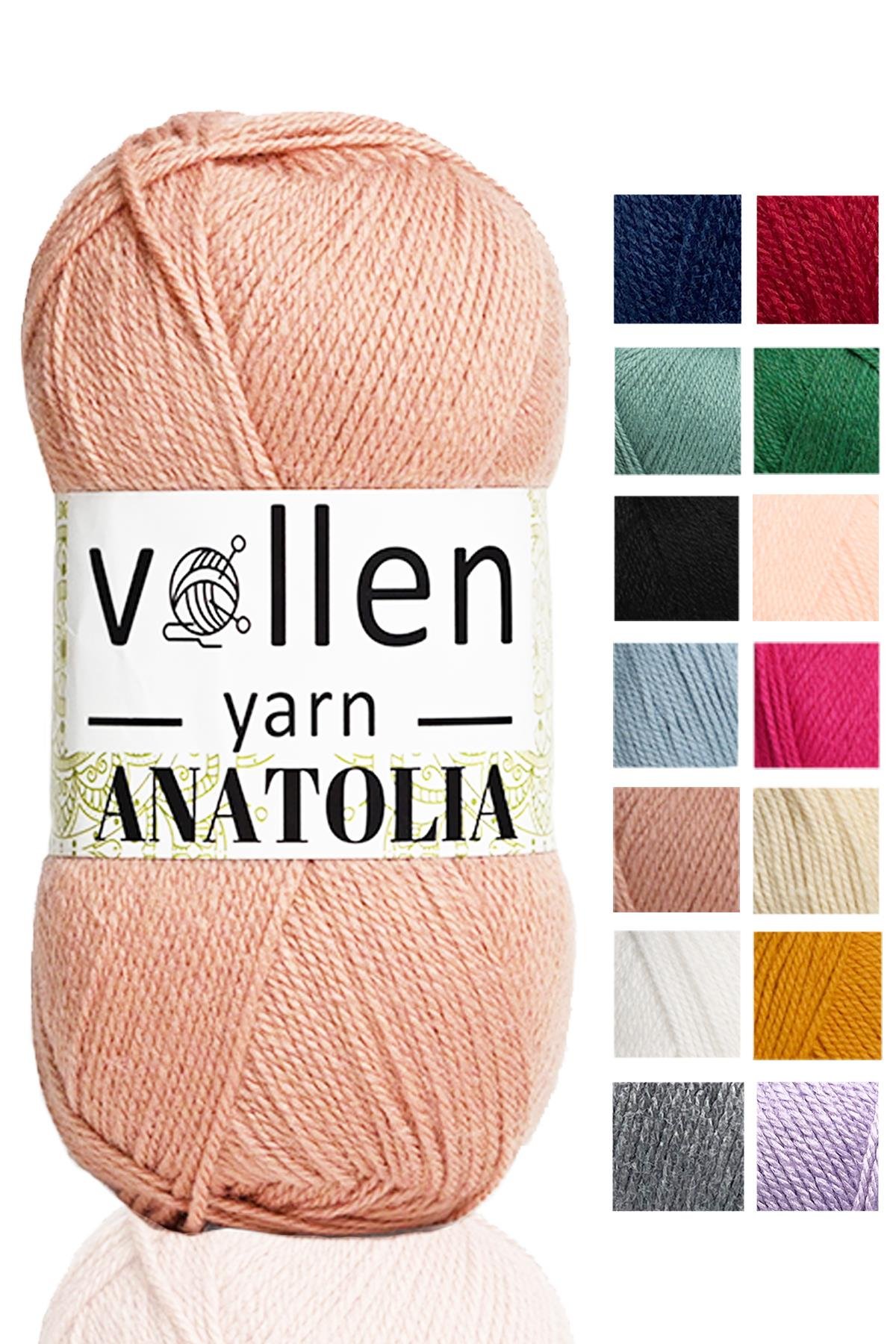Vollen Yarn Anatolia Doğa Dostu El Örgü Ipi, Hırka Kazak Ip Atkı Patik Battaniye Ipi,Karamel