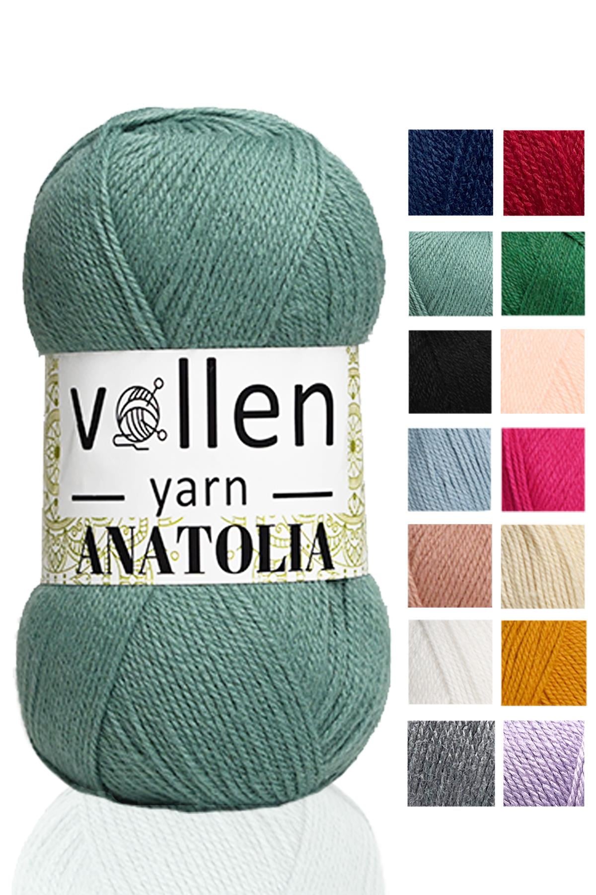 Vollen Yarn Anatolia Doğa Dostu El Örgü Ipi, Hırka Kazak Ip Atkı Patik Battaniye Ipi,Çağla Yeşili