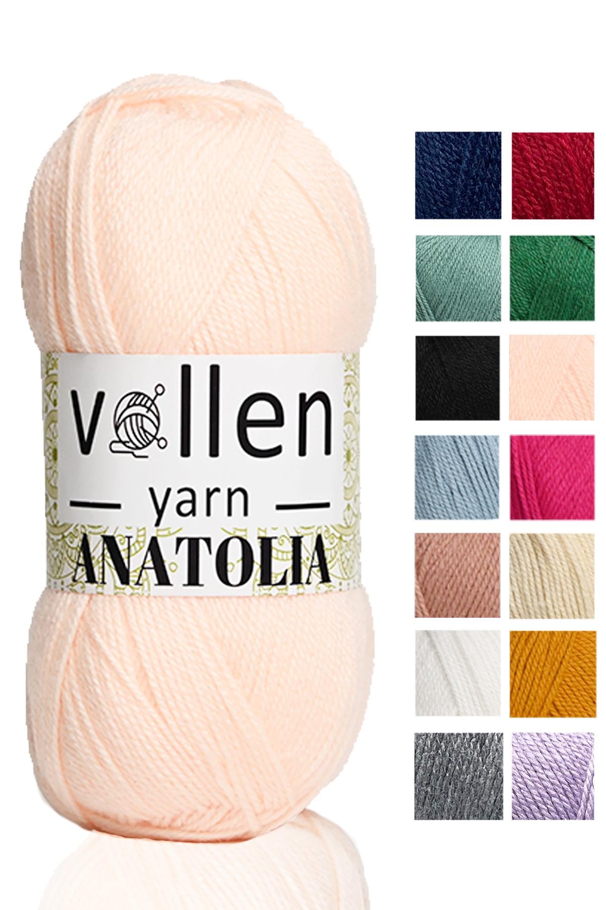 Vollen Yarn Anatolia Doğa Dostu El Örgü Ipi, Hırka Kazak Ip Atkı Patik Battaniye Ipi,Yavruağzı