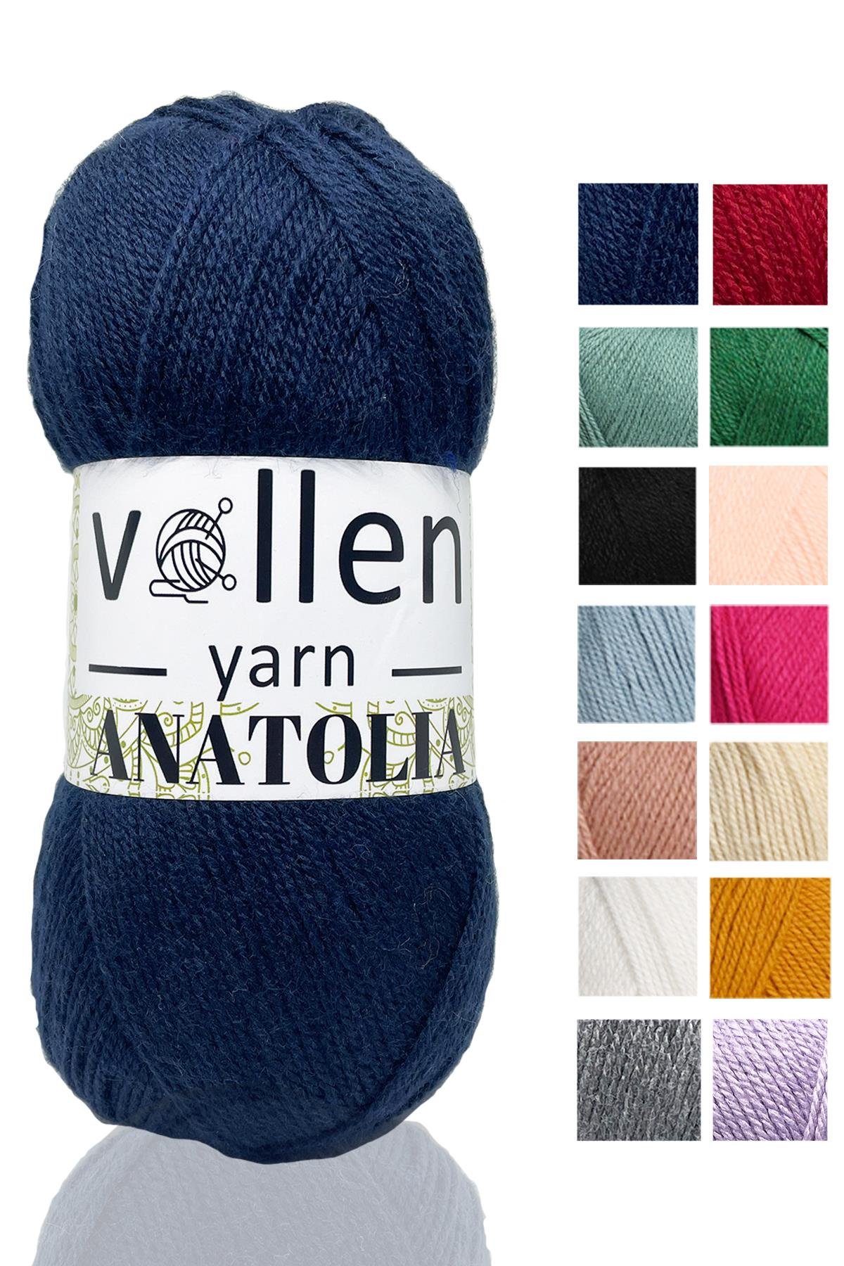 Vollen Yarn Anatolia Doğa Dostu El Örgü Ipi, Hırka Kazak Ip Atkı Patik Battaniye Ipi, Lacivert