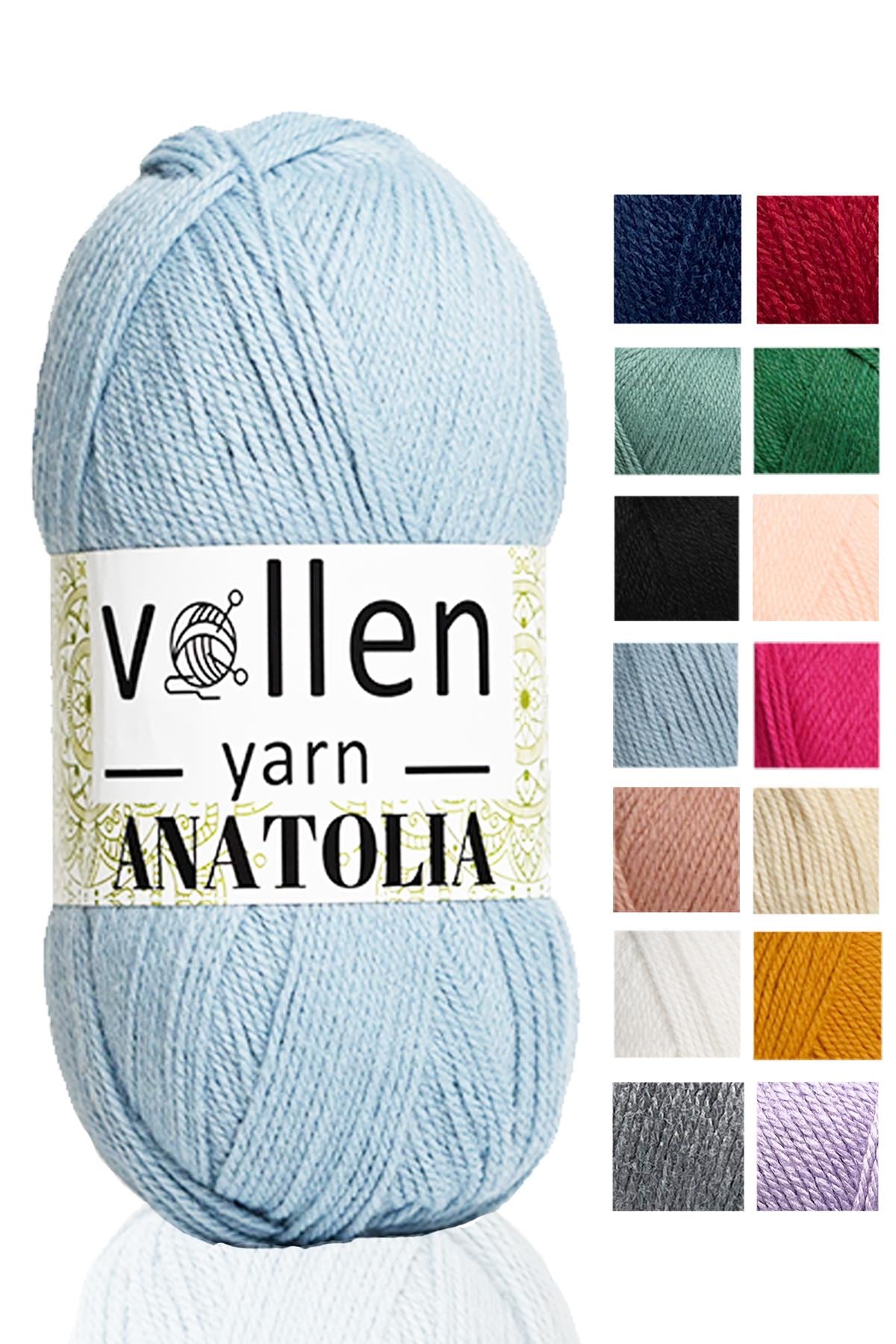 Vollen Yarn Anatolia Doğa Dostu El Örgü Ipi, Hırka Kazak Ip Atkı Patik Battaniye Ipi,Bebe Mavi