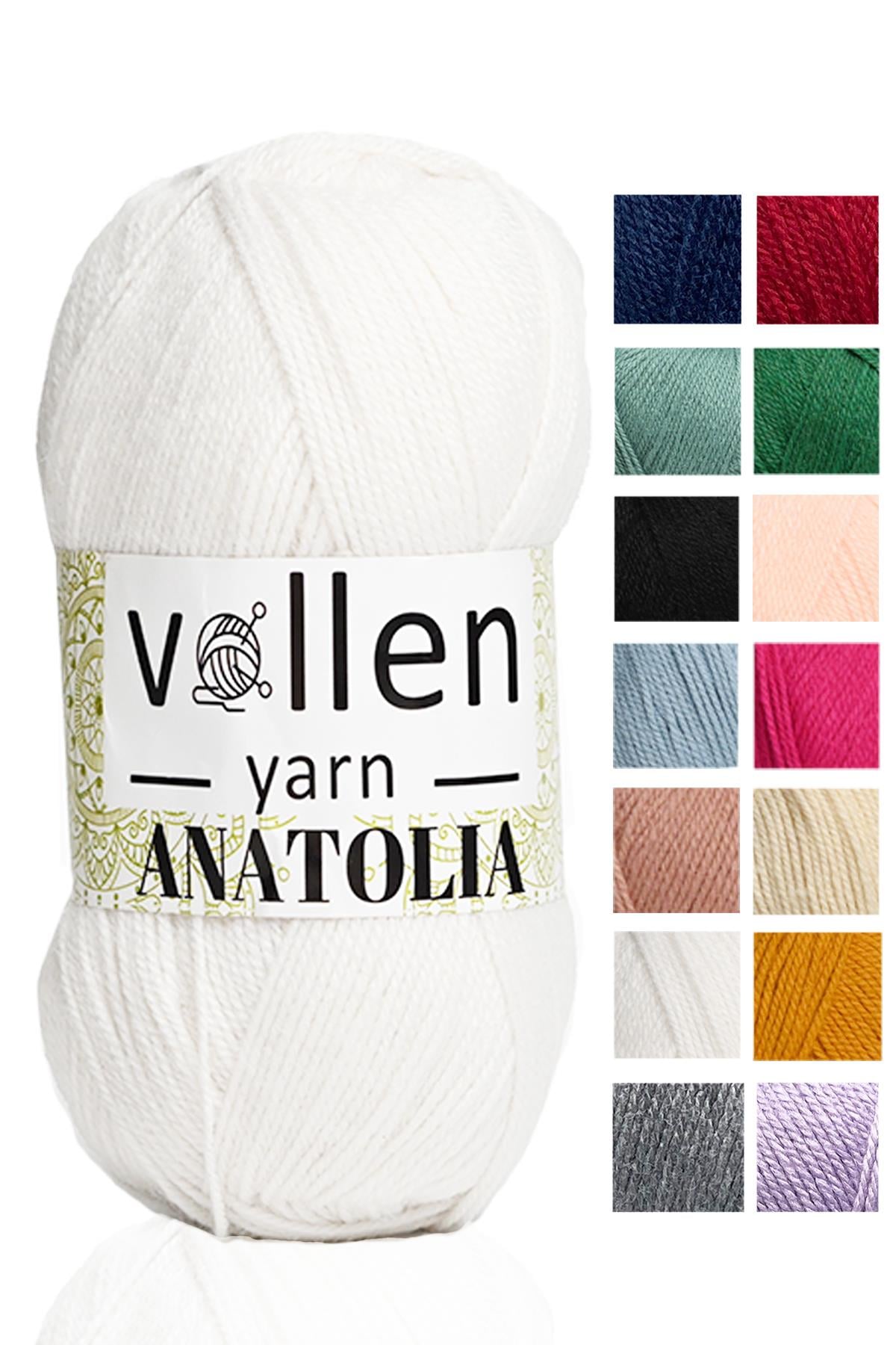 Vollen Yarn Anatolia Doğa Dostu El Örgü Ipi, Hırka Kazak Ip Atkı Patik Battaniye Ipi,Beyaz