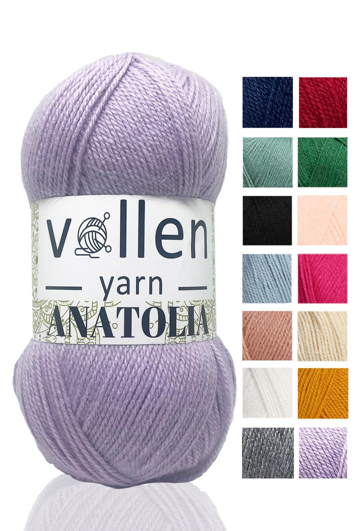 Vollen Yarn Anatolia Doğa Dostu El Örgü Ipi, Hırka Kazak Ip Atkı Patik Battaniye Ipi,Lila