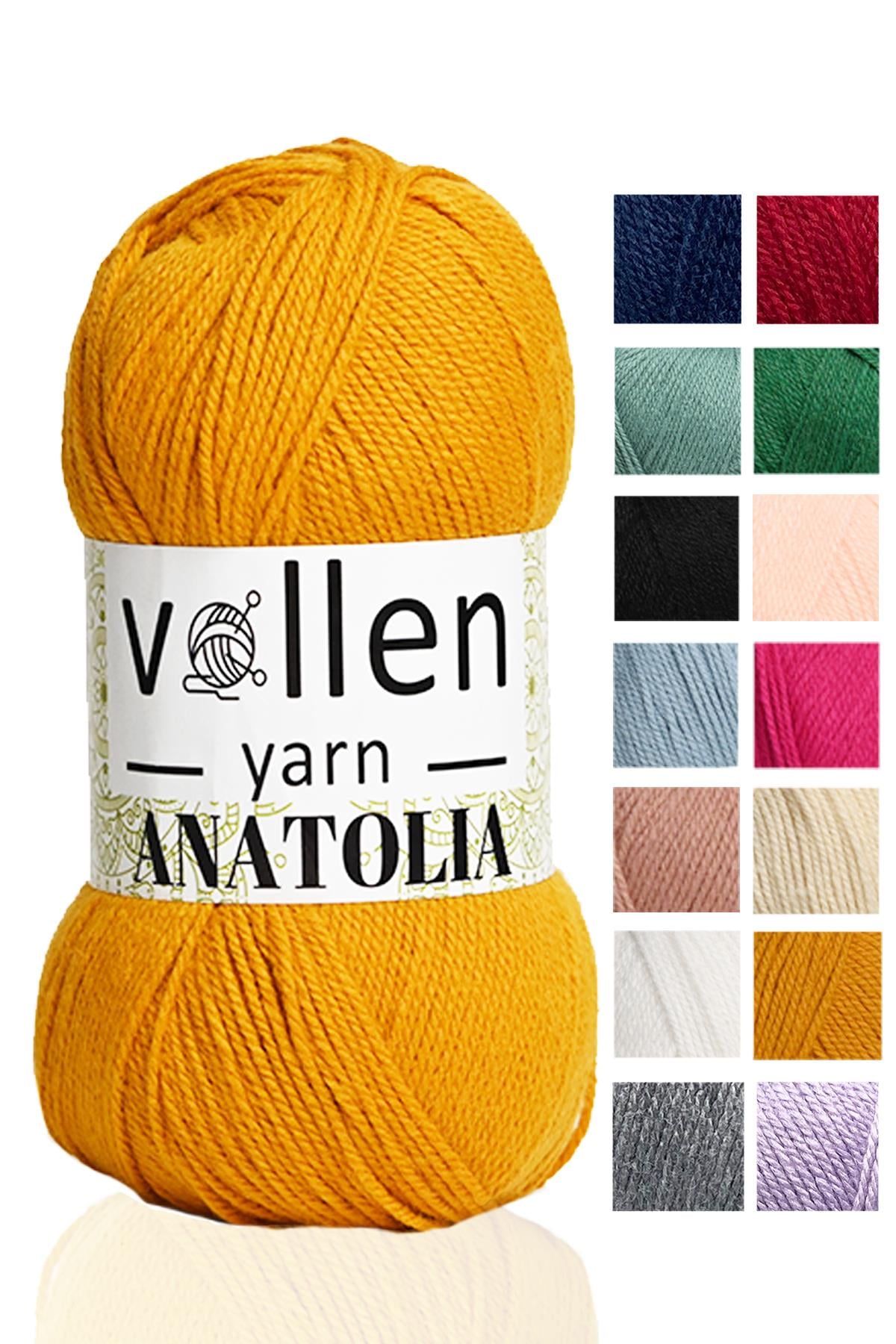Vollen Yarn Anatolia Doğa Dostu El Örgü Ipi, Hırka Kazak Ip Atkı Patik Battaniye Ipi,Hardal