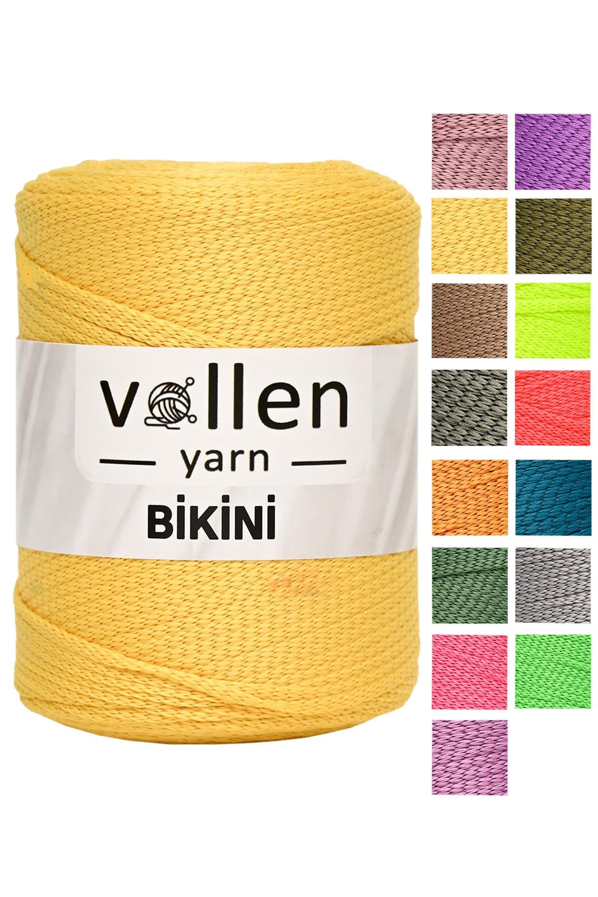 Vollen Yarn Bikini Mayo İpi,Su Tutmaz,Yazlık Pareo,Elbise,Şort,Bluz ipliği 100Gr/165Mt,SARI