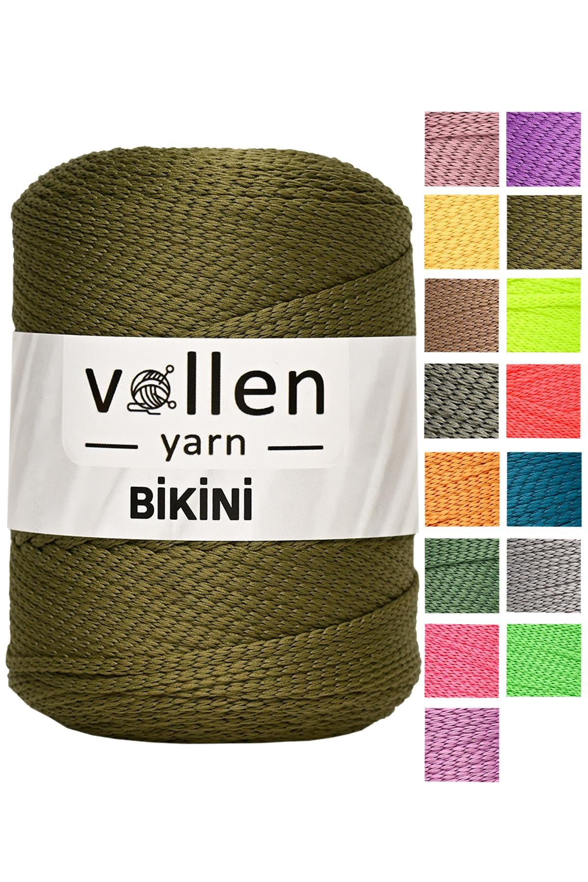 Vollen Yarn Bikini Mayo İpi,Su Tutmaz,Yazlık Pareo,Elbise,Şort,Bluz ipliği 100Gr/165Mt,ASKER YEŞİLİ