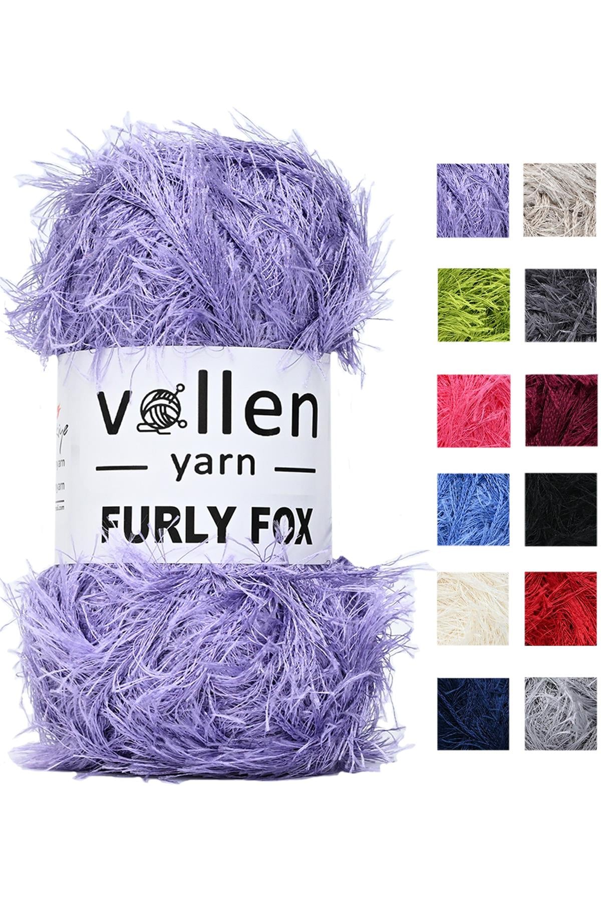 Vollen Yarn Furly Fox El Örgü İpi Hırka Kazak İpliği,Tuylu ip,Pelus ,Sakalli ,Battaniye ve Paspas ipi,LİLA