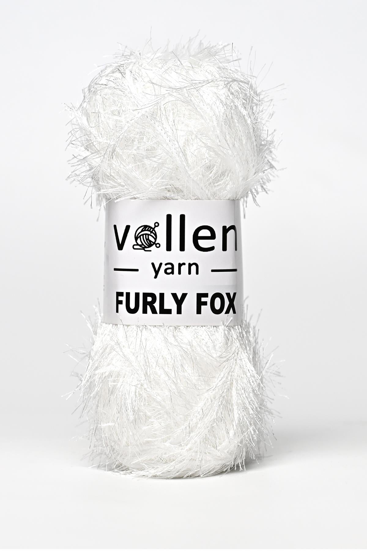 Vollen Yarn Furly Fox El Örgü İpi Hırka Kazak İpliği,Tuylu ip,Pelus ,Sakalli ,Battaniye ve Paspas ipi,Beyaz