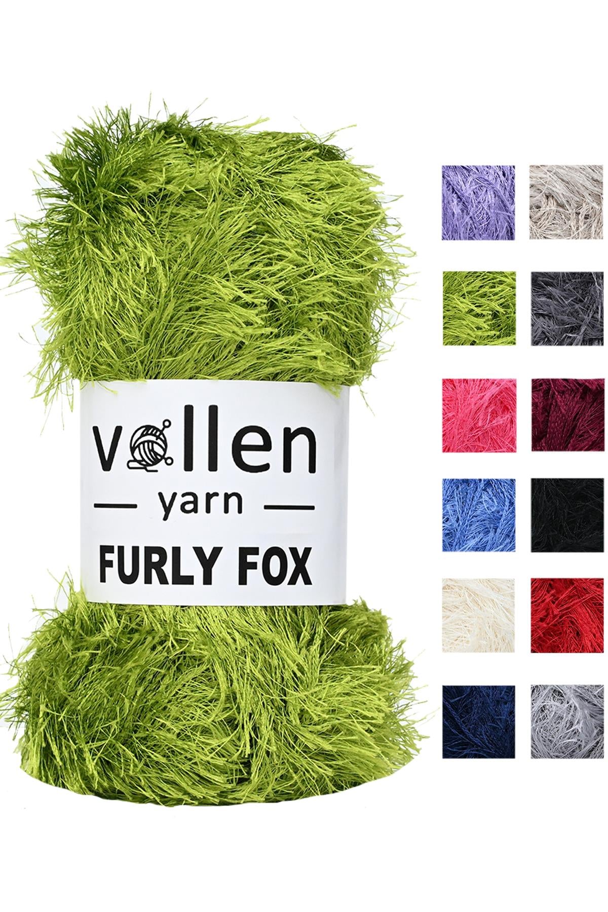 Vollen Yarn Furly Fox El Örgü İpi Hırka Kazak İpliği,Tuylu ip,Pelus ,Sakalli ,Battaniye ve Paspas ipi,YEŞİL