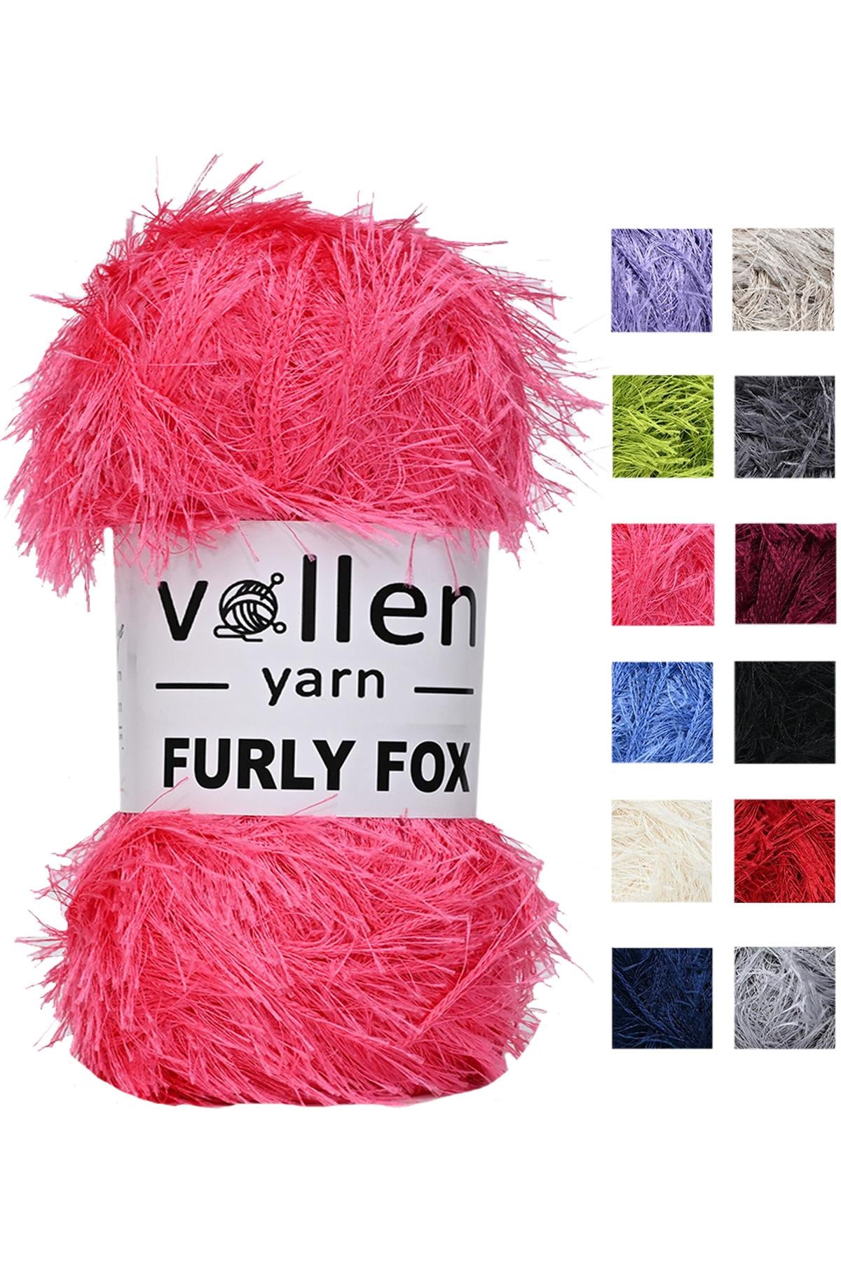 Vollen Yarn Furly Fox El Örgü İpi Hırka Kazak İpliği,Tuylu ip,Pelus ,Sakalli ,Battaniye ve Paspas ipi, PEMBE