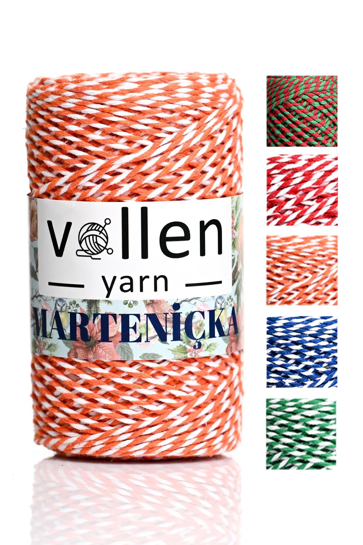 Vollen Yarn Premium 175 Metre 200 G Marteniçka Ipi,Hediye Paketleme Ipi,Turuncu Beyaz
