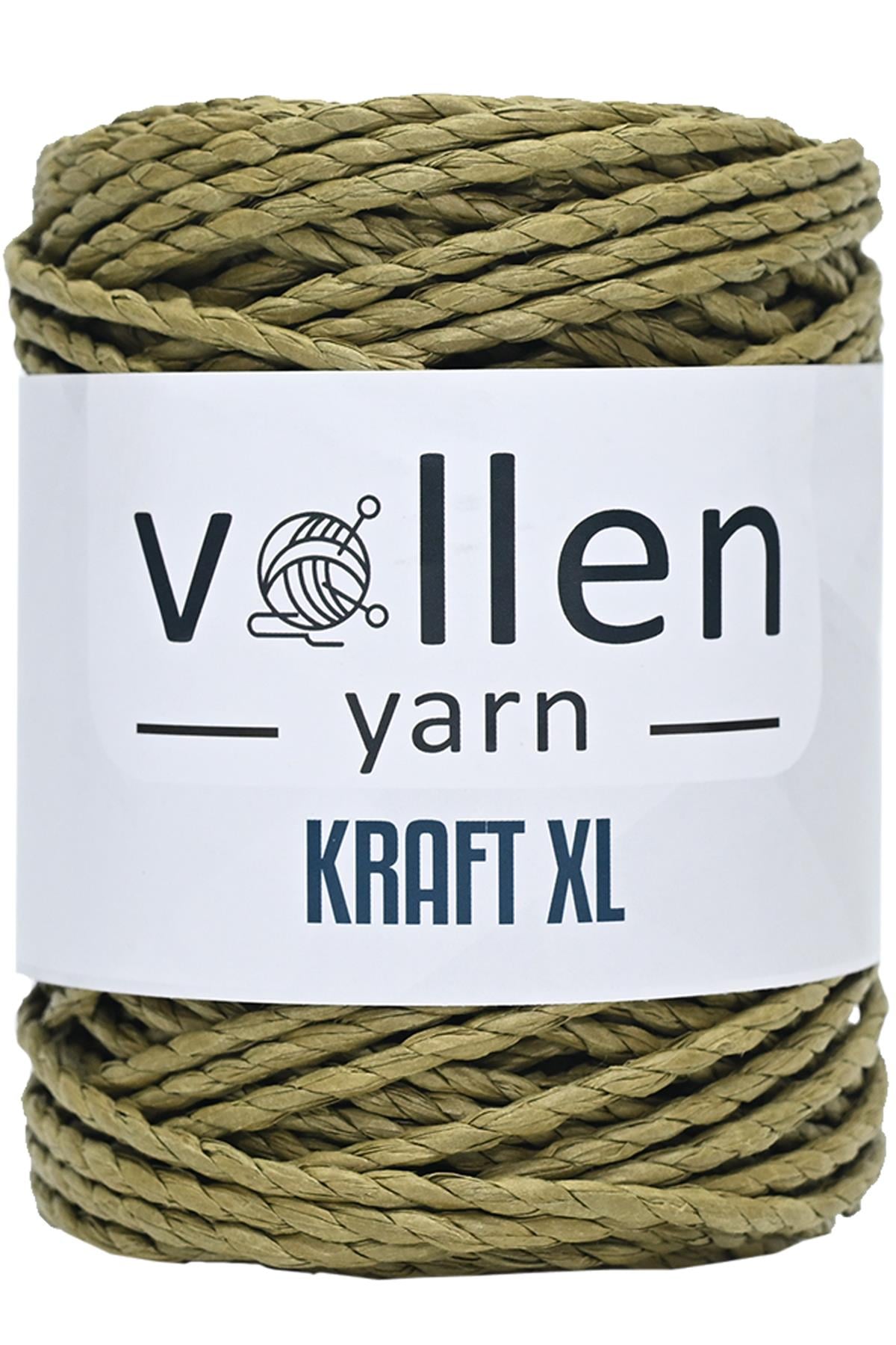Vollen Yarn Premıum 3 Büküm Kağıt Halat İpi, Dikiş Makinesi İpi, Hasır Çanta Ve Şapka İpi 250Gr,Yağ Yeşili