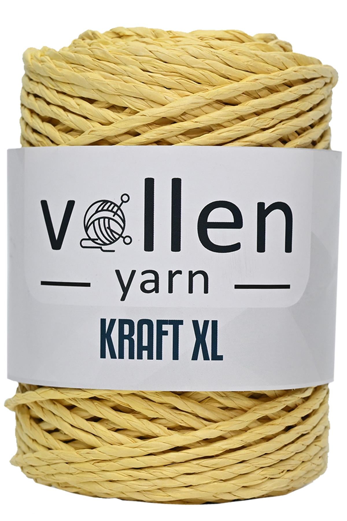 Vollen Yarn Premıum 3 Büküm Kağıt Halat İpi, Dikiş Makinesi İpi, Hasır Çanta Ve Şapka İpi 250Gr,Sarı