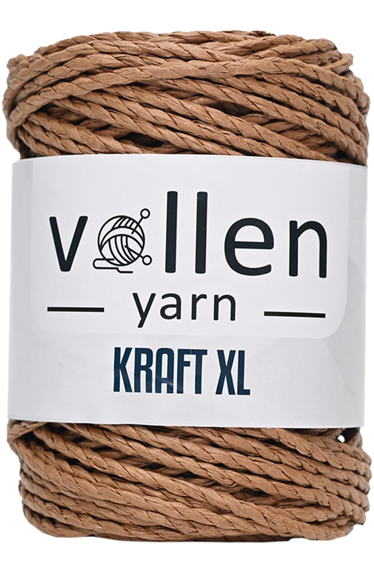 Vollen Yarn Premıum 3 Büküm Kağıt Halat İpi, Dikiş Makinesi İpi, Hasır Çanta Ve Şapka İpi 250Gr,Koyu Natural