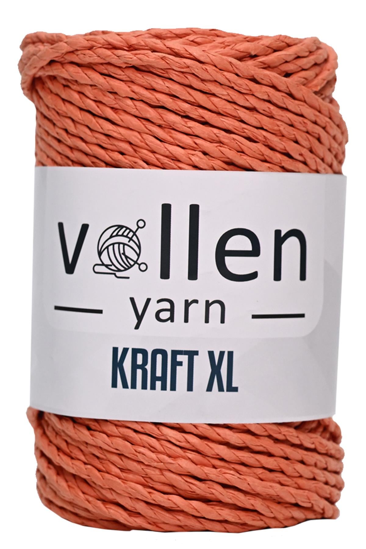 Vollen Yarn Premıum 3 Büküm Kağıt Halat İpi, Dikiş Makinesi İpi, Hasır Çanta Ve Şapka İpi 250Gr,Turuncu