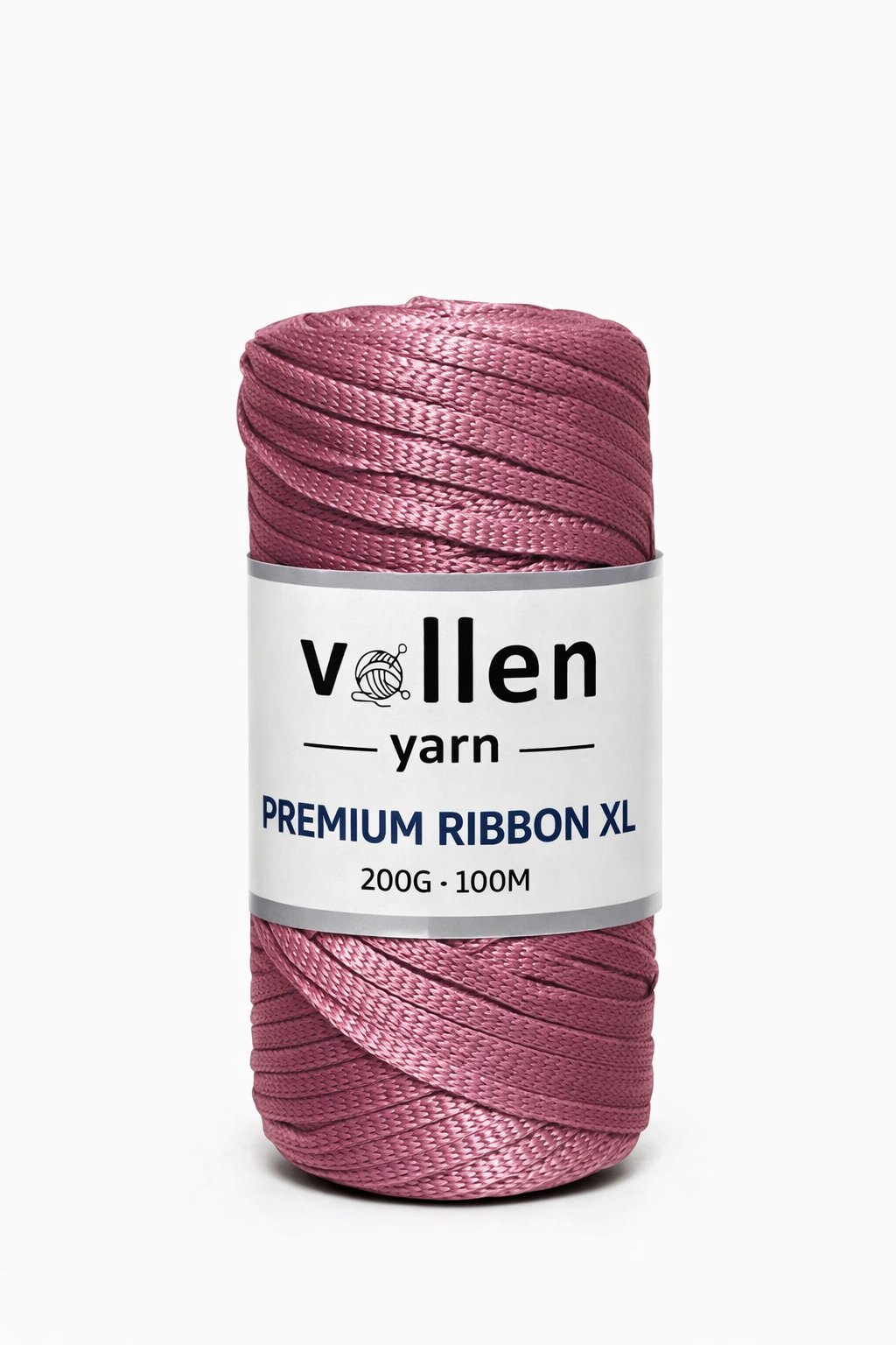 Vollen Yarn Premium 4mm Polyester Ribbon İpi 200Gr/100Mt, Gül Kurusu