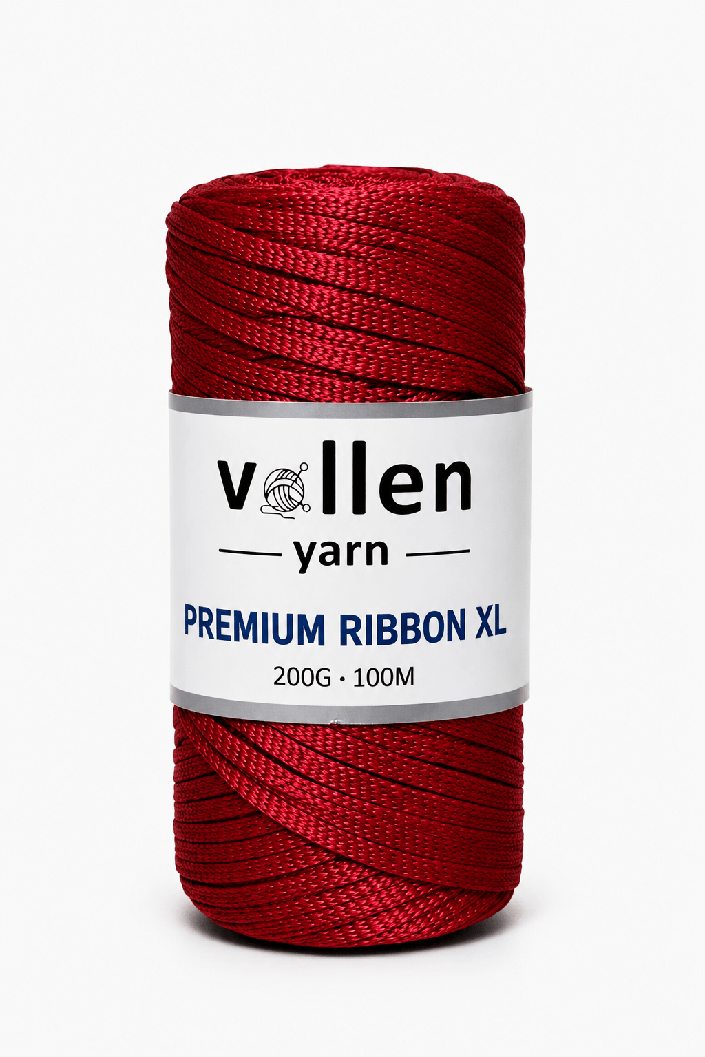 Vollen Yarn Premium 4mm Polyester Ribbon İpi 200Gr/100Mt, Kırmızı