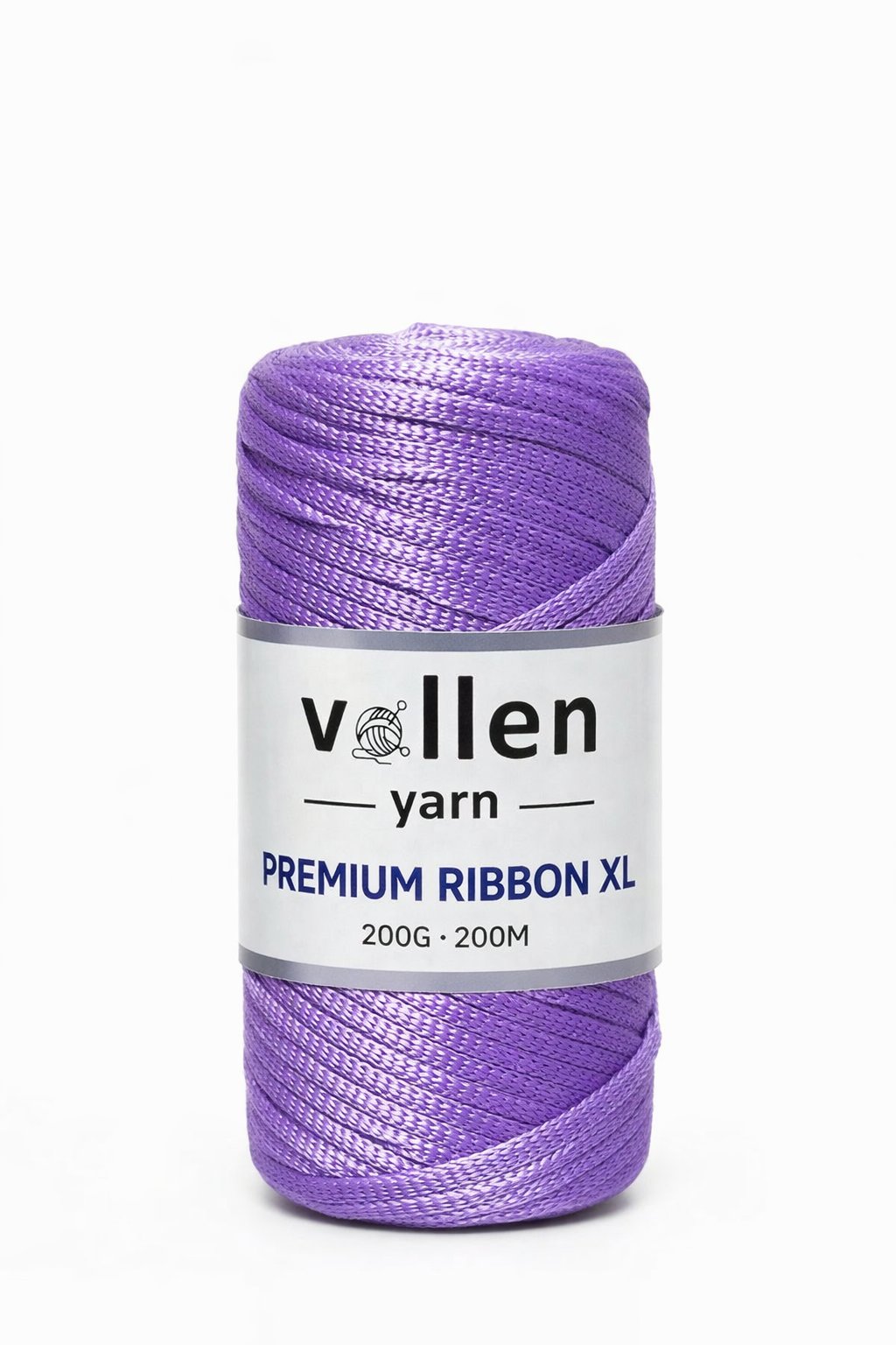 Vollen Yarn Premium 4mm Polyester Ribbon İpi 200Gr/100Mt, Lila