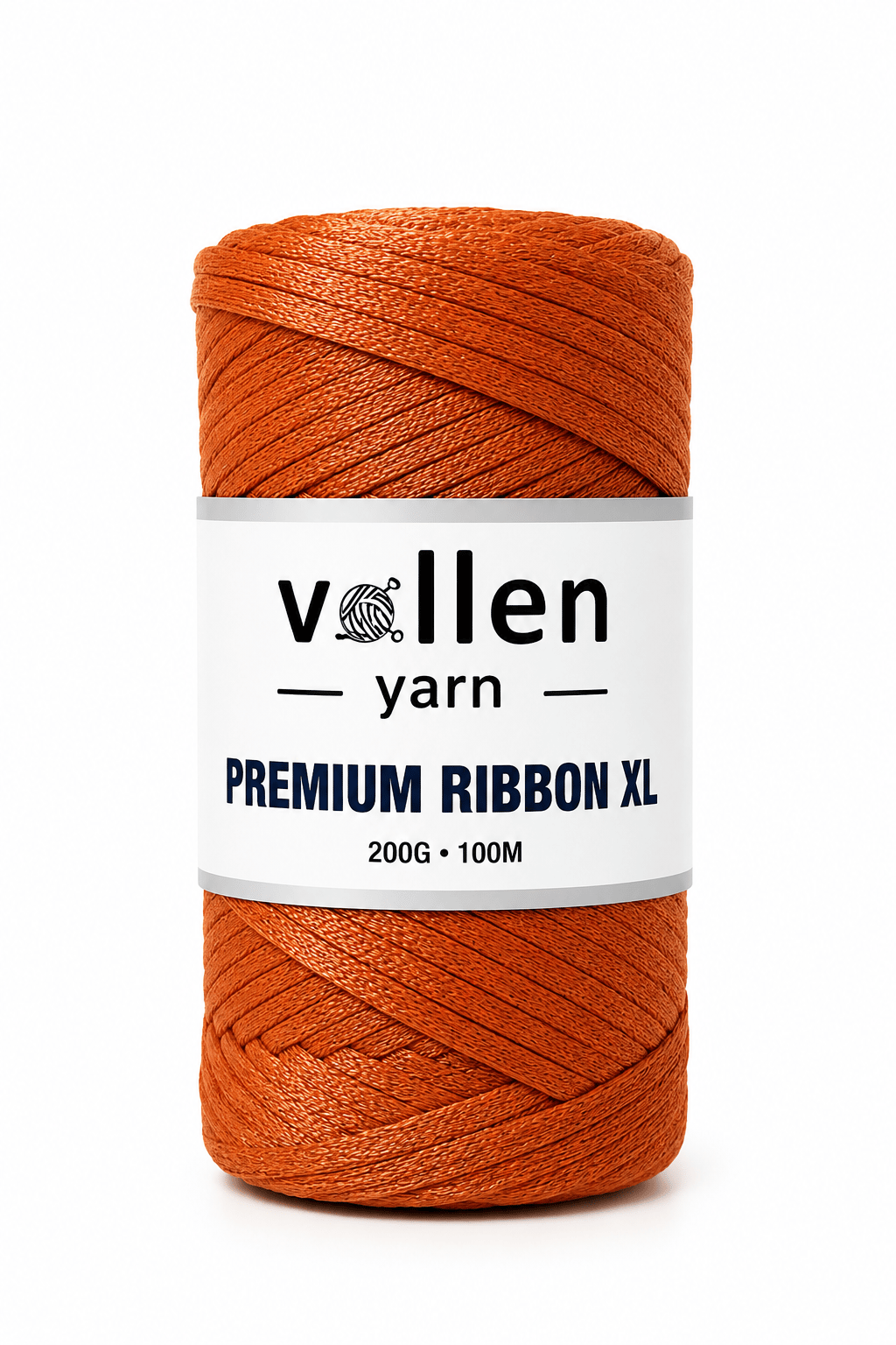Vollen Yarn Premium 4mm Polyester Ribbon İpi 200Gr/100Mt, Kiremit
