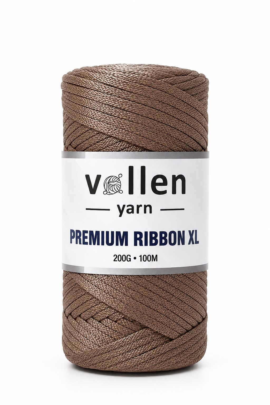 Vollen Yarn Premium 4mm Polyester Ribbon İpi 200Gr/100Mt, TAŞ