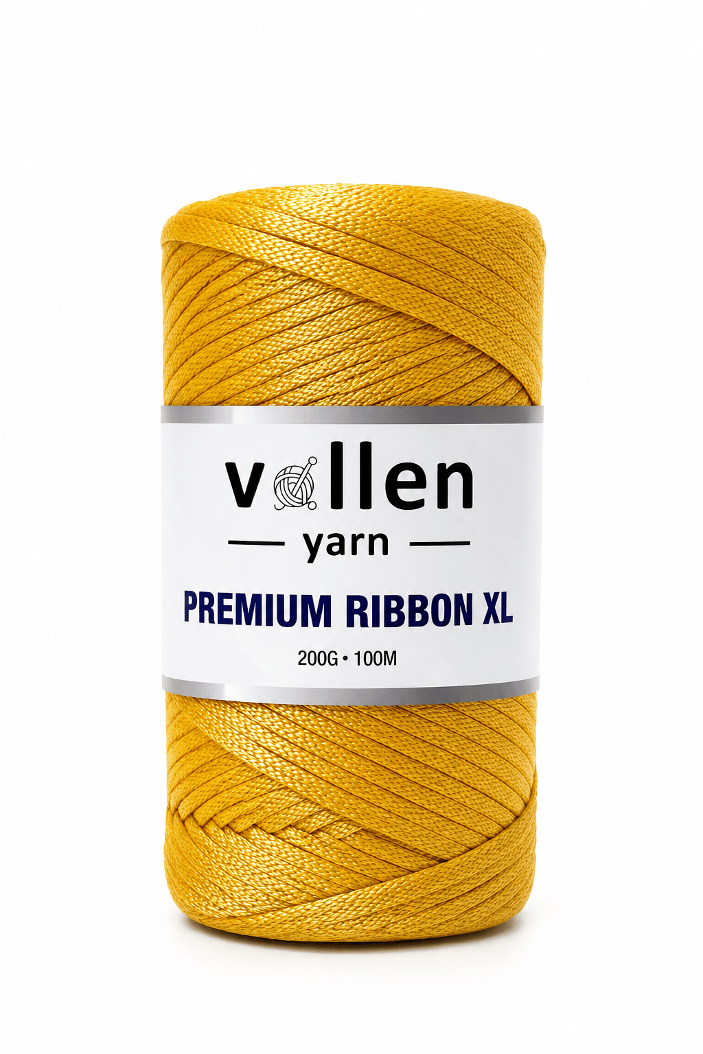Vollen Yarn Premium 4mm Polyester Ribbon İpi 200Gr/100Mt, ALTIN