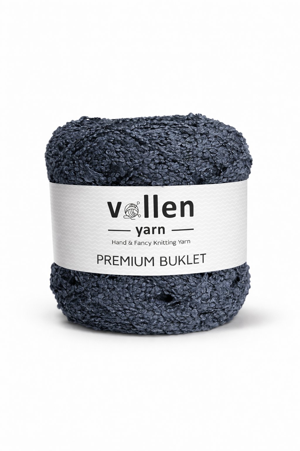 Vollen Yarn Premium Buklet İp 100 g 150 m | Yumuşak, Hafif ve Parlak Doku | Lüks El Örgüsü İpi, Denim